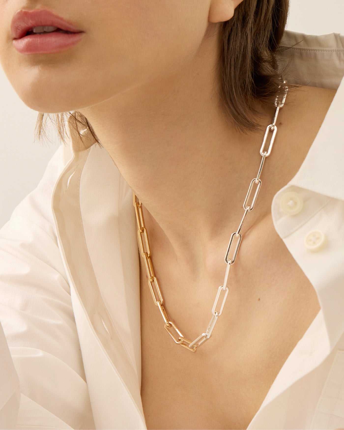 Jenny Bird Canada Andi Slim Gold and Silver Link Chain Necklace For Women
