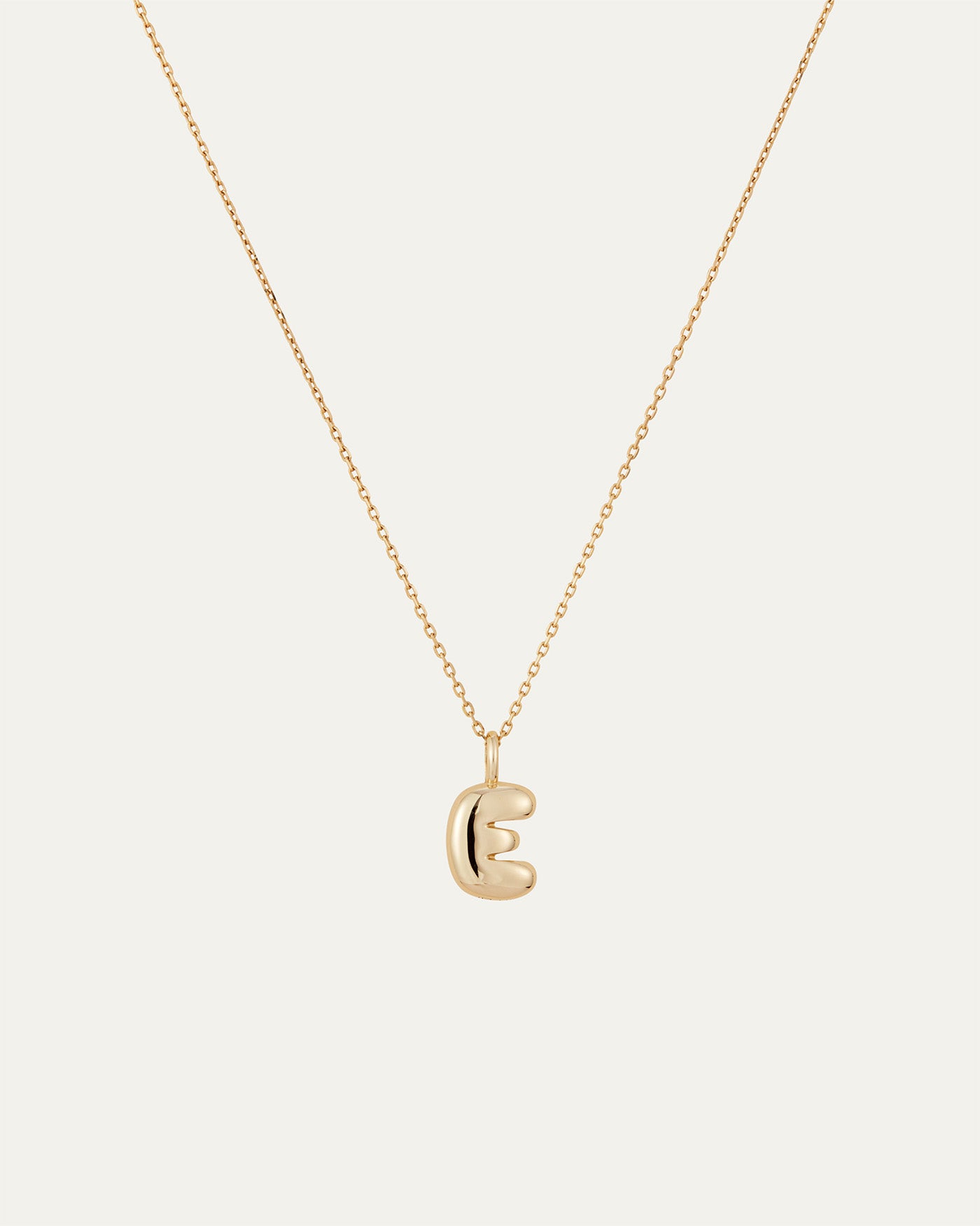 14K Gold Bubble Letter Necklace - E