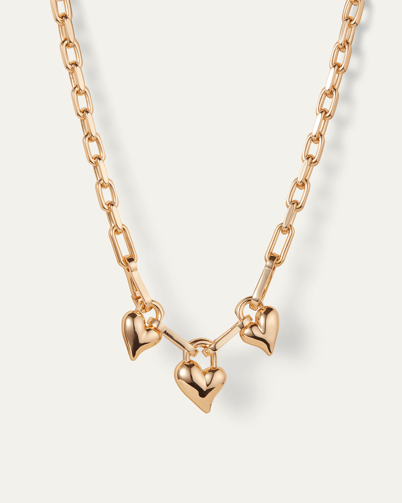 Padlock Triple Heart Pendant Necklace - Gold | JENNY BIRD Canada