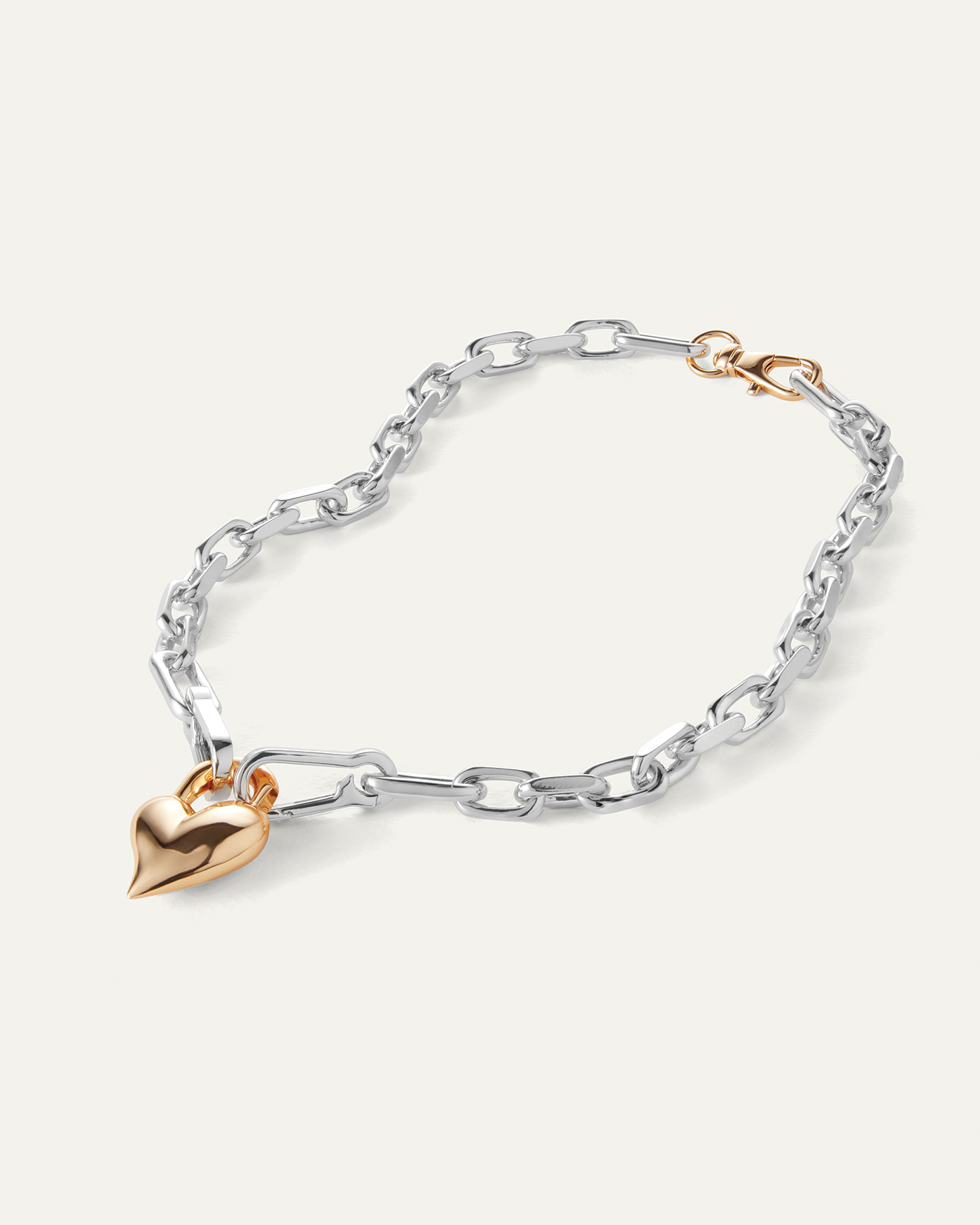 Padlock Heart Pendant Necklace | Two-Tone Pendant Chain | JENNY