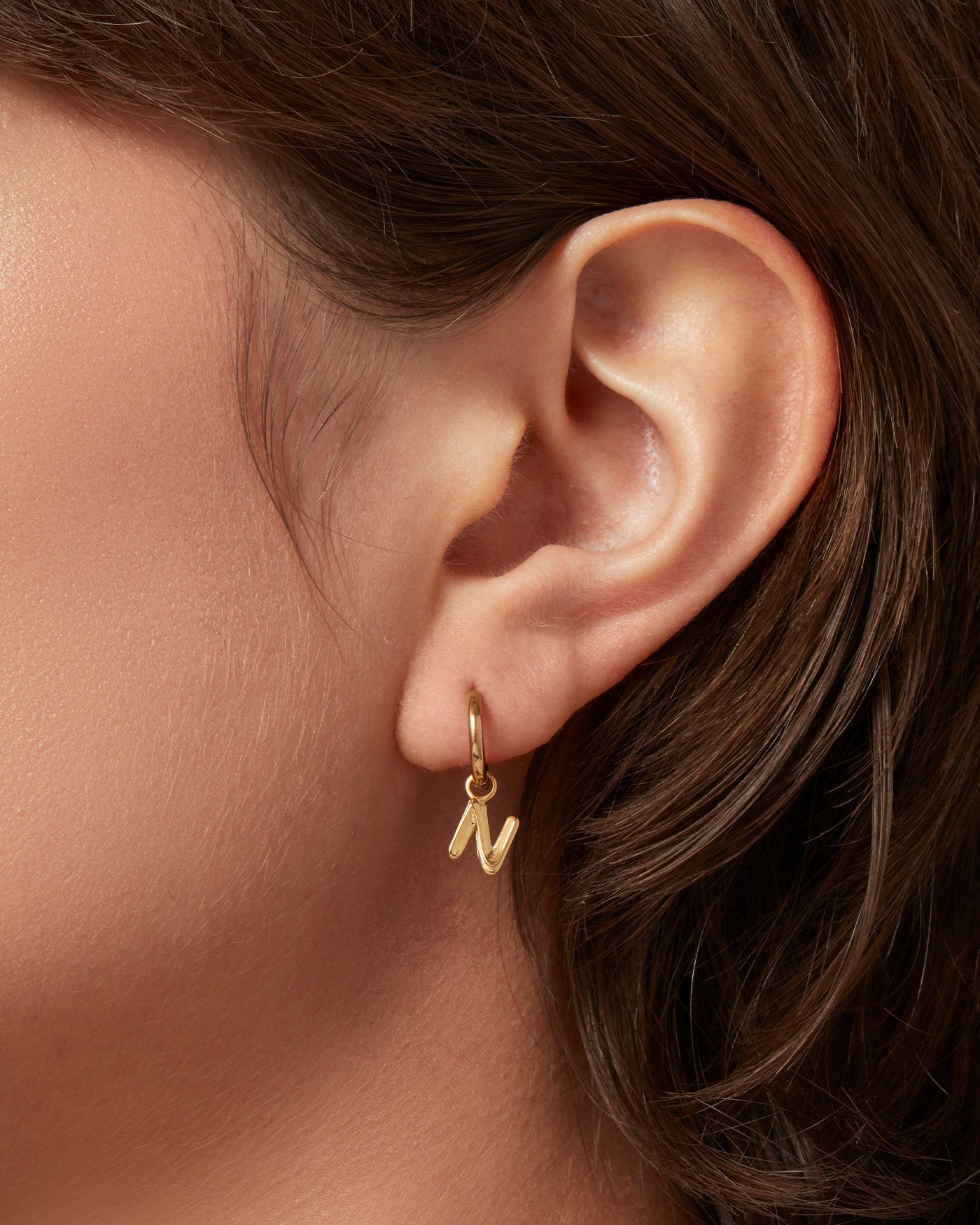Single Monogram Huggie Earring - N