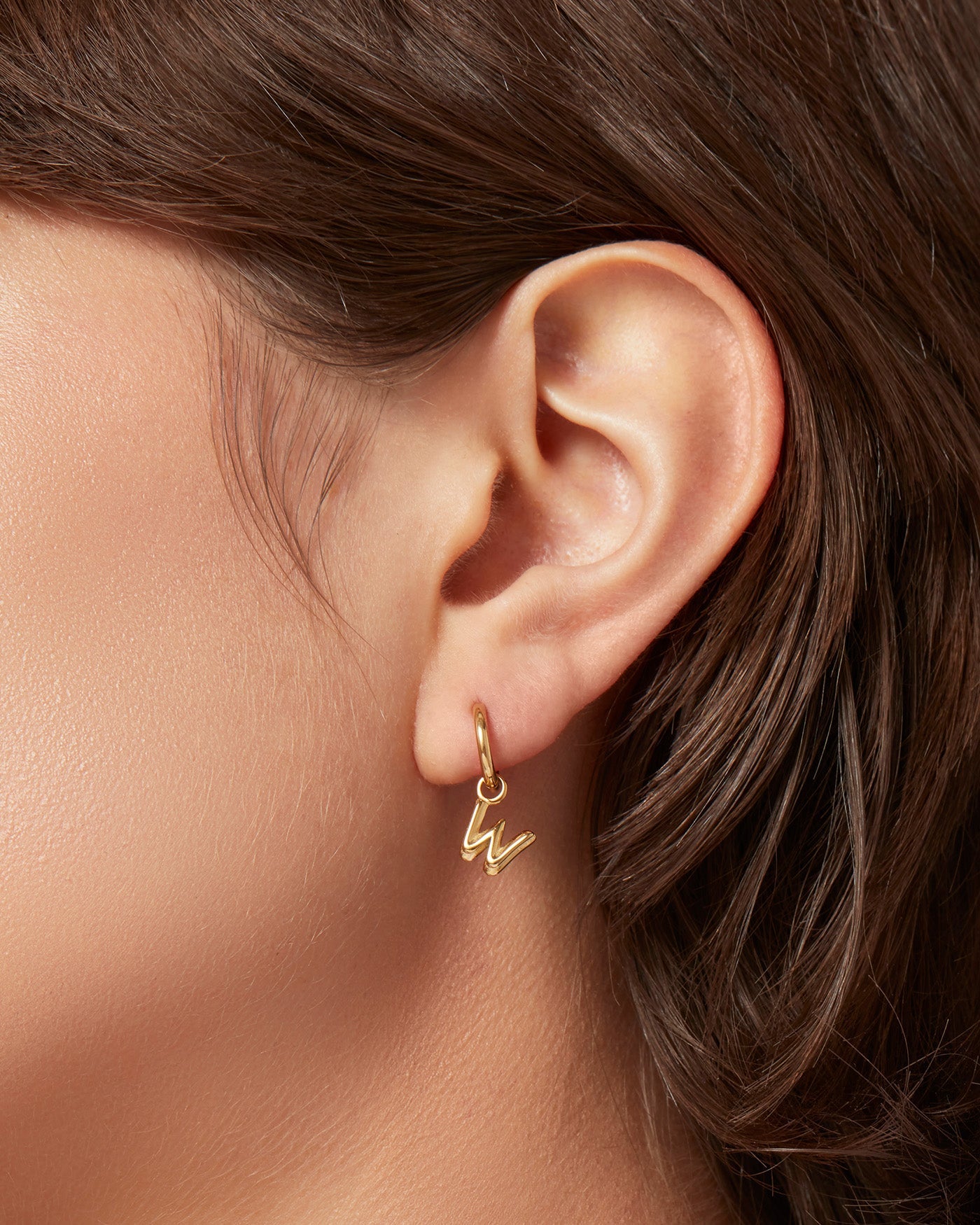 Single Monogram Huggie Earring - W