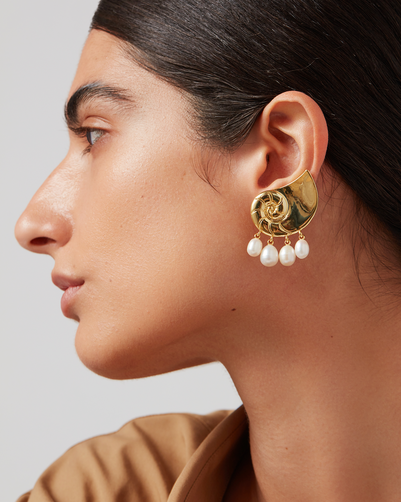 Jenny Bird Canada Gold and Pearl Lucille Climber Earrings for Women
