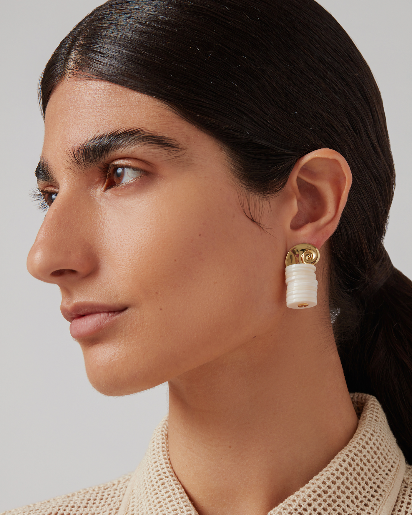 Jenny Bird Canada Gold, Shell and Pearl Odette Drop Earrings for Women