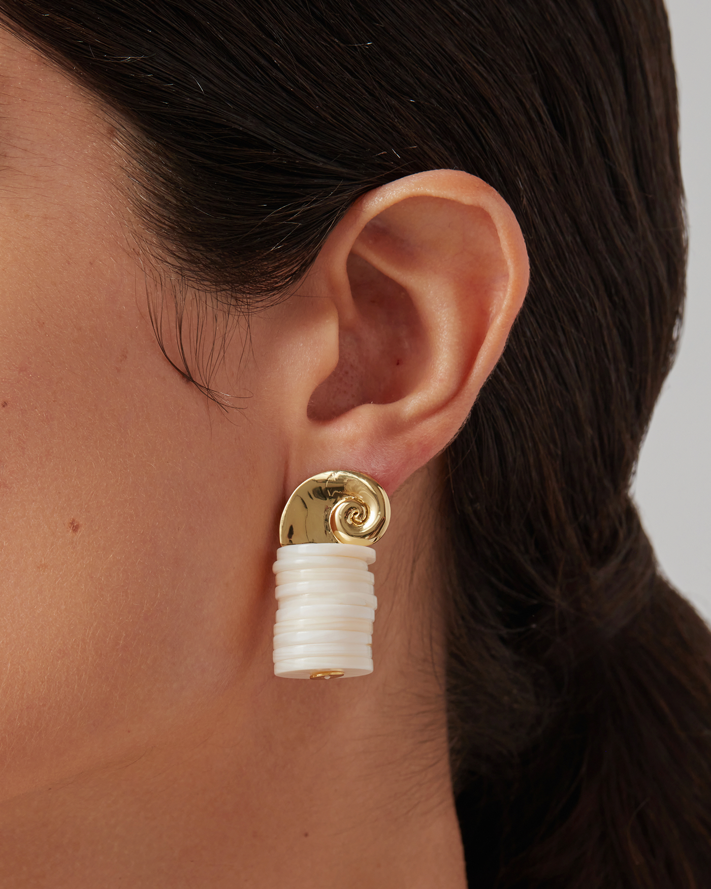 Jenny Bird Canada Gold, Shell and Pearl Odette Drop Earrings for Women