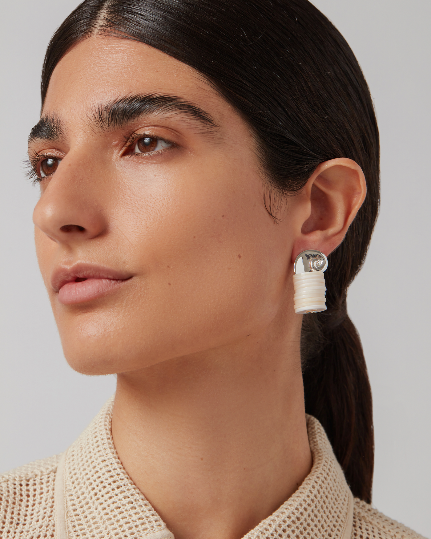 Jenny Bird Canada Silver, Shell and Pearl Odette Drop Earrings for Women