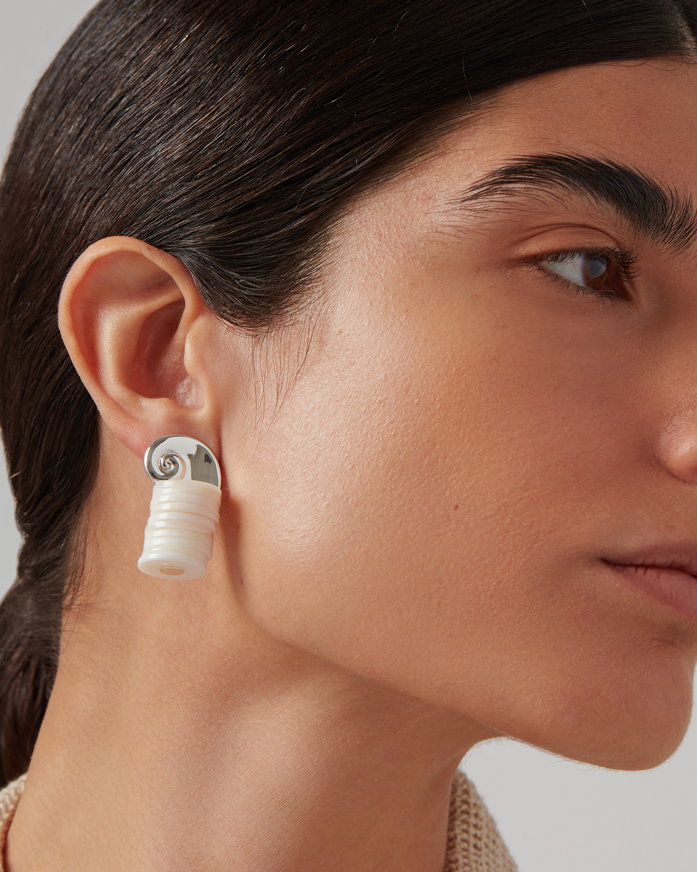 Jenny Bird Canada Silver, Shell and Pearl Odette Drop Earrings for Women