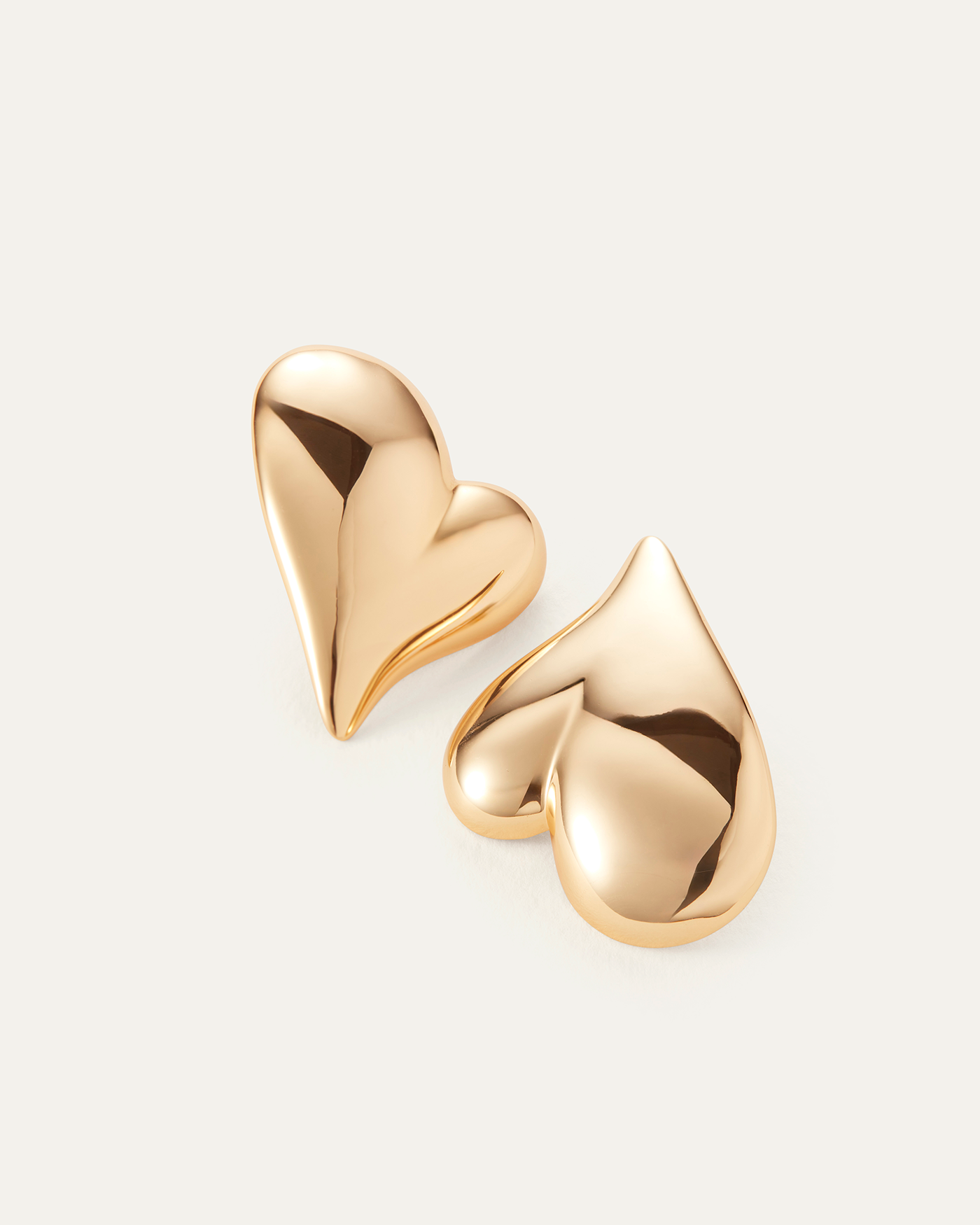 Jenny Bird Canada Mega Art Heart Large Gold Button Earrings for Women