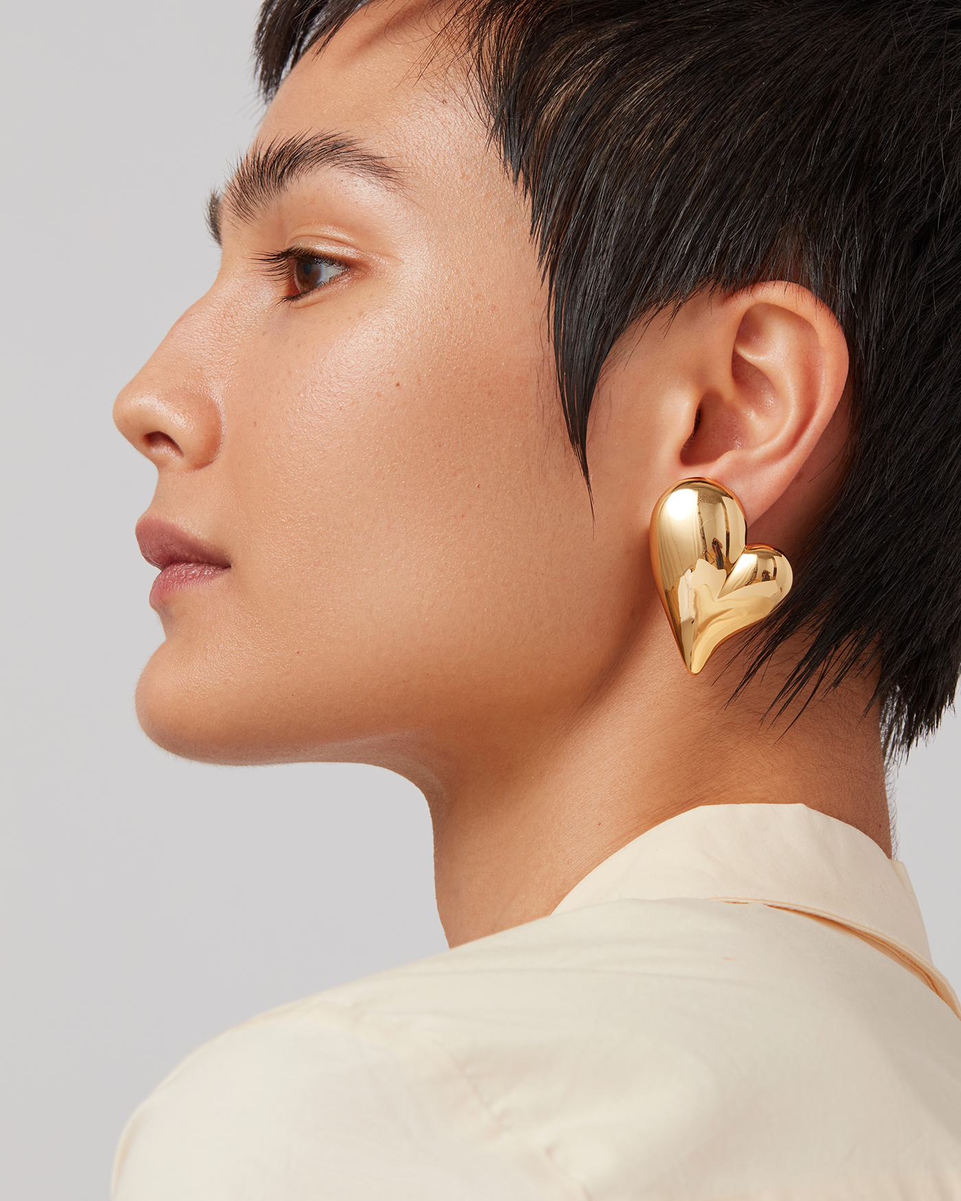 Jenny Bird Canada Mega Art Heart Large Gold Button Earrings for Women