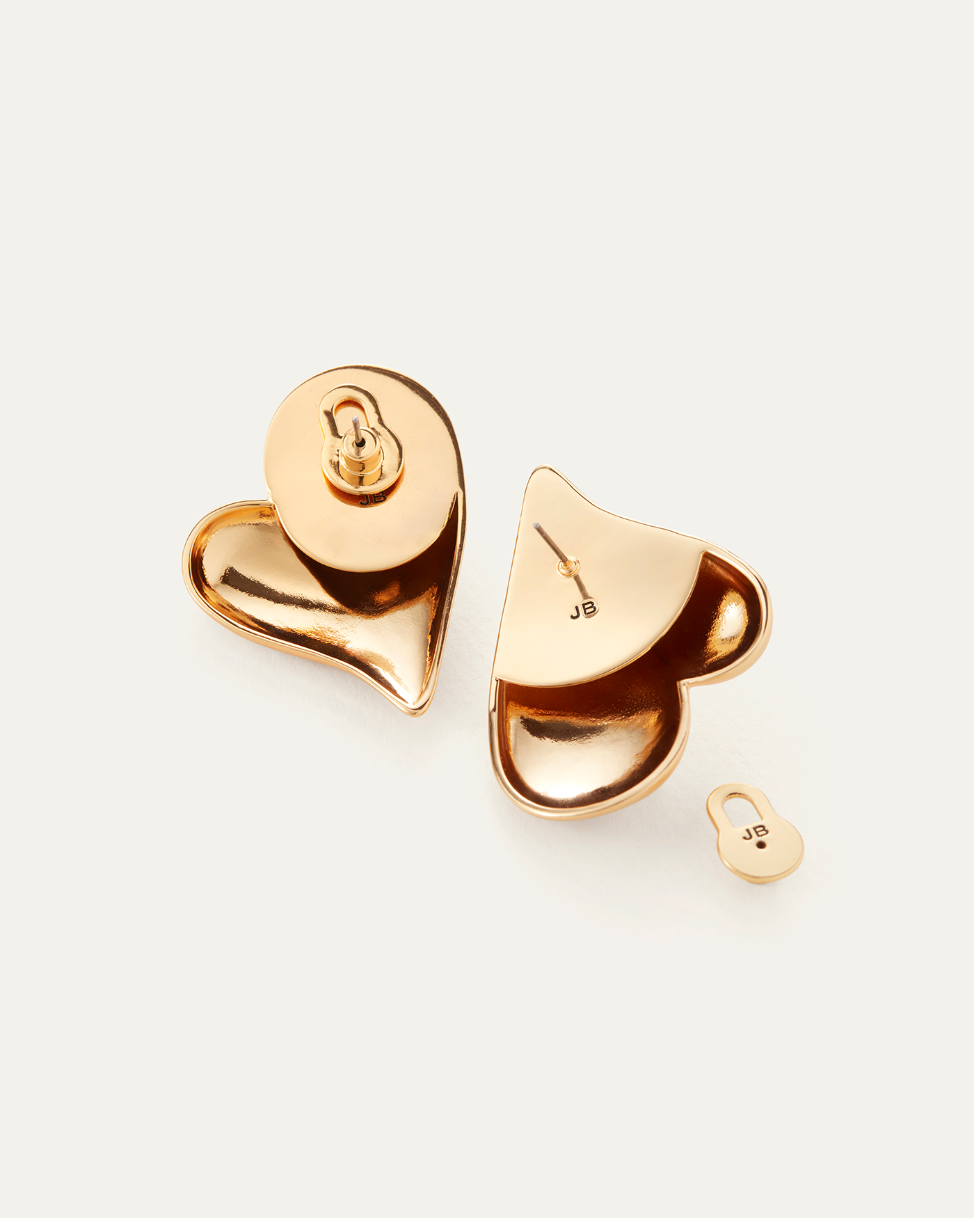 Jenny Bird Canada Mega Art Heart Large Gold Button Earrings for Women