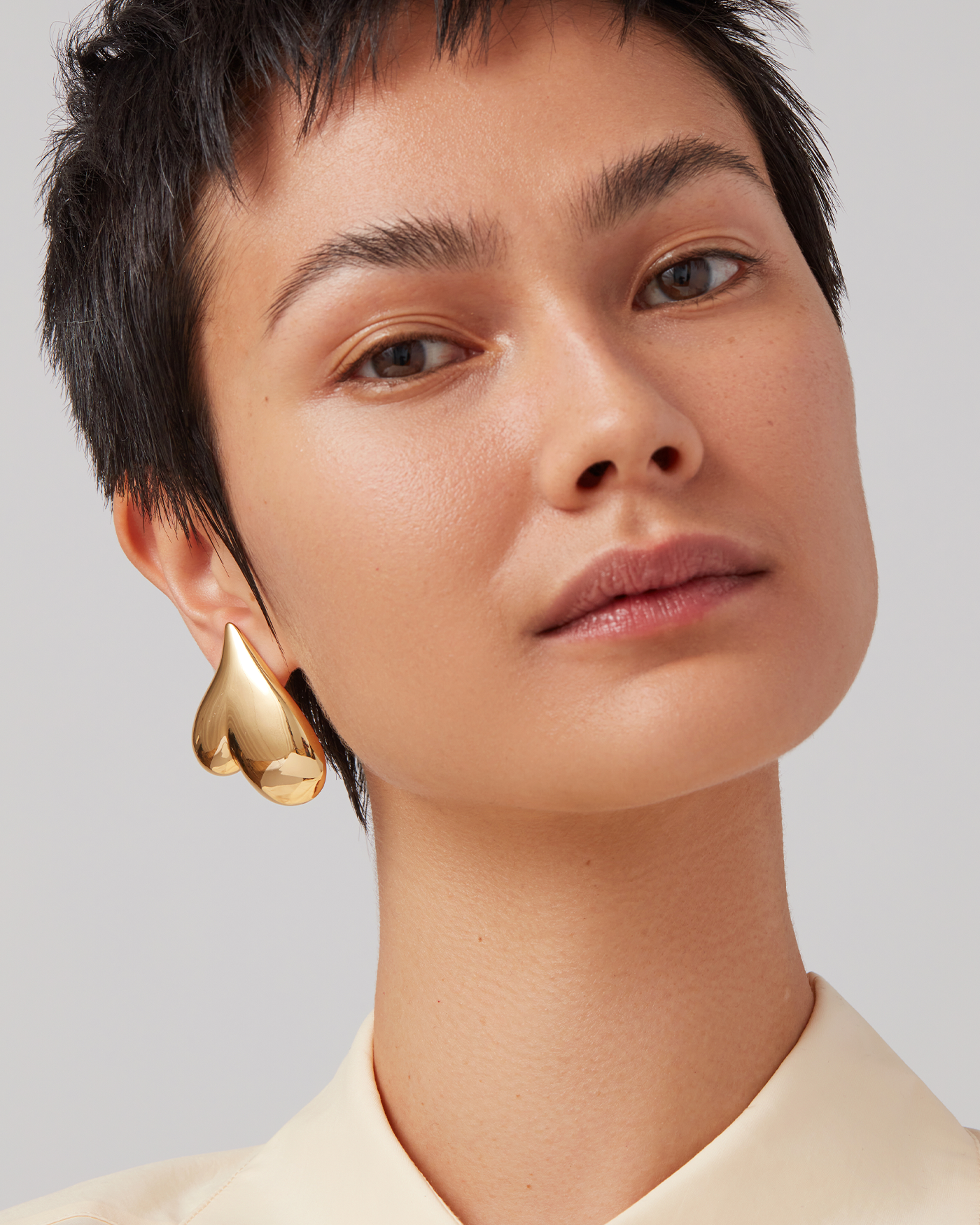 Jenny Bird Canada Mega Art Heart Large Gold Button Earrings for Women