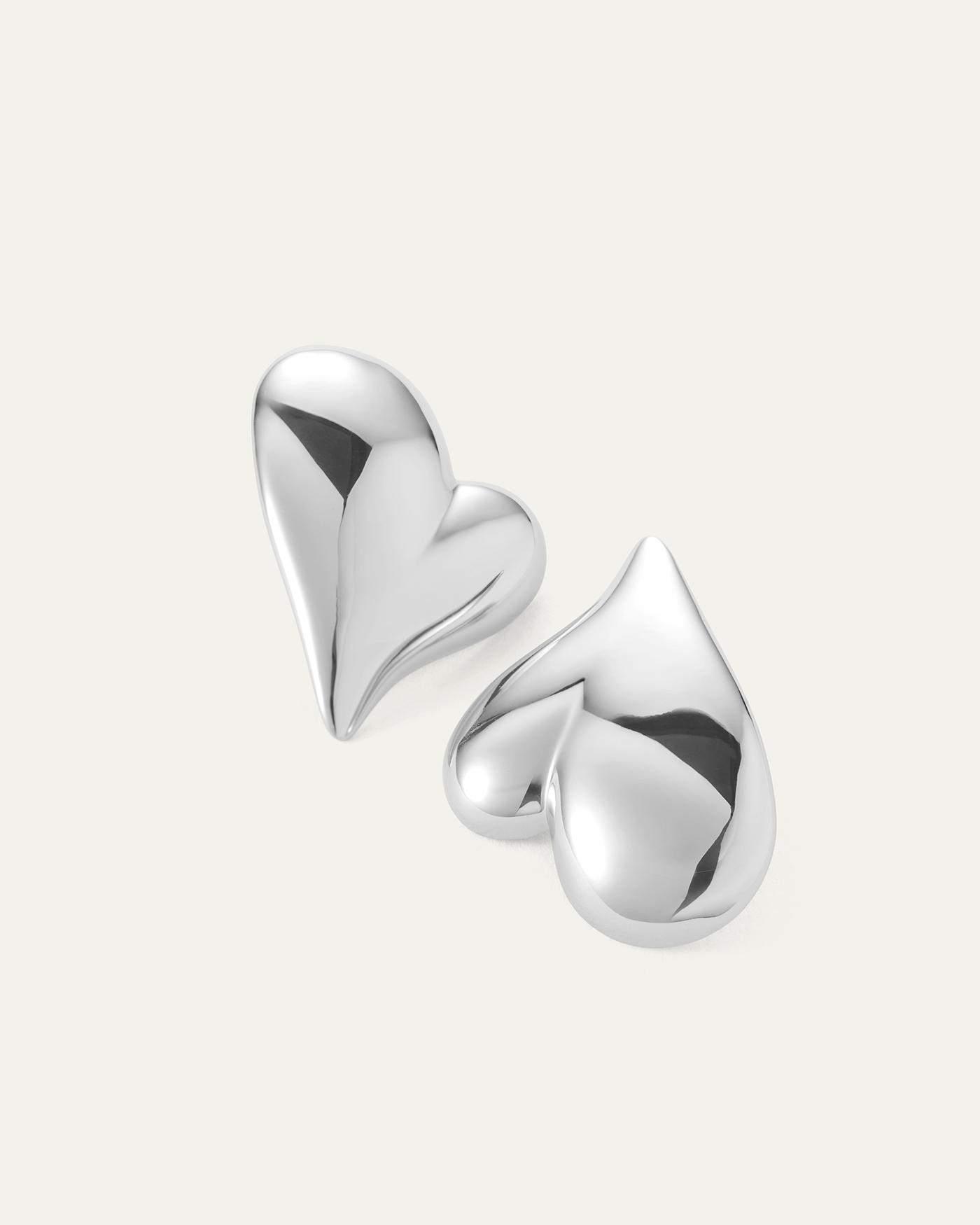 Jenny Bird Canada Mega Art Heart Large Silver Button Earrings for Women