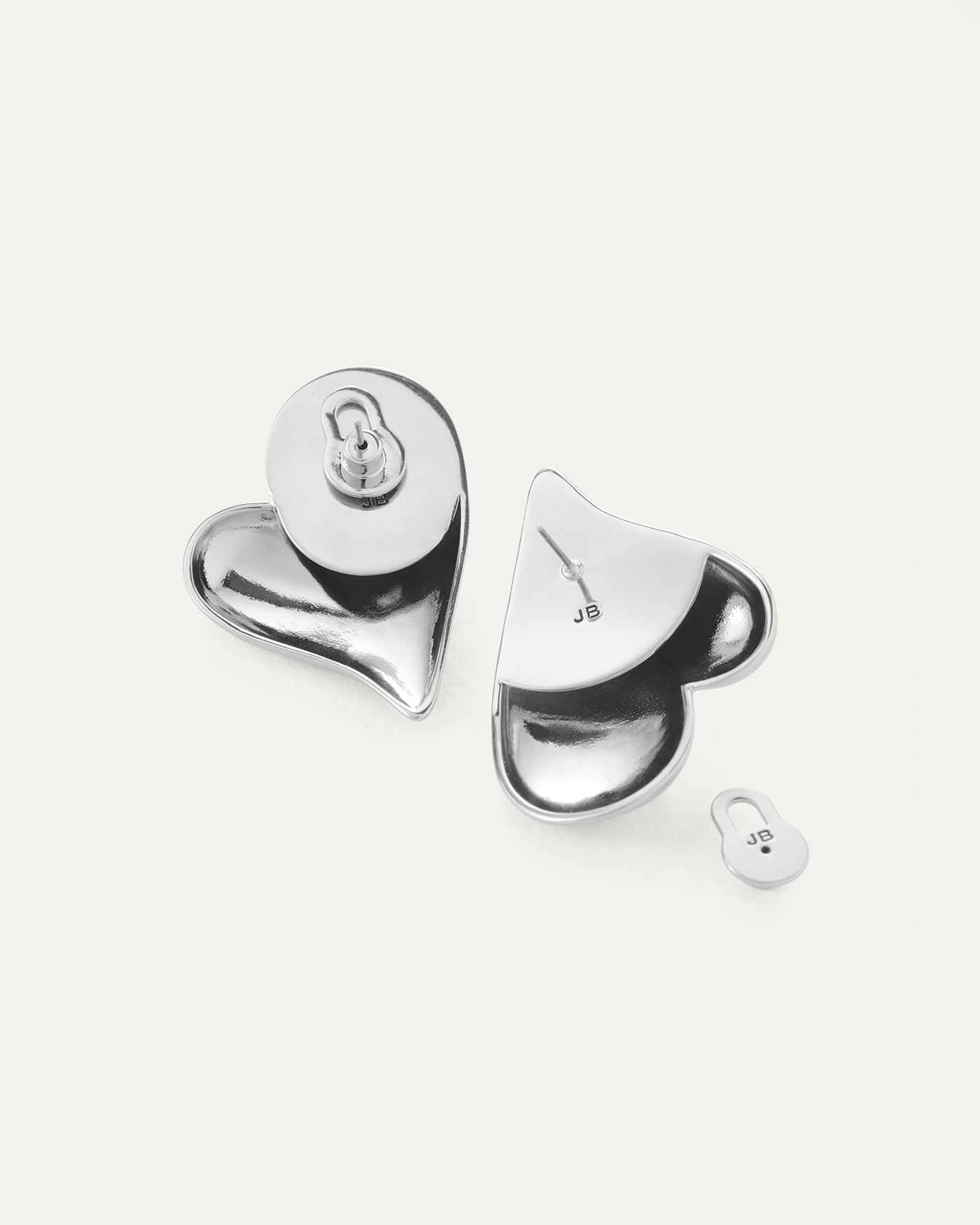 Jenny Bird Canada Mega Art Heart Large Silver Button Earrings for Women