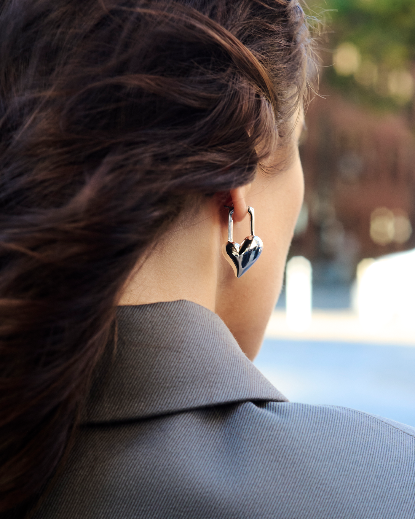 Jenny Bird Canada Silver Drop Hinged Padlock Heart Earrings for Women