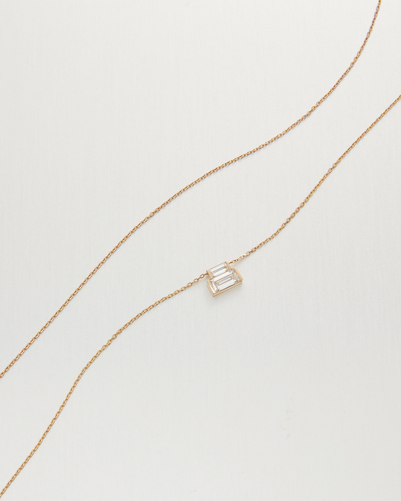 14K Gold Lab Grown Diamond Stacked Baguette Necklace
