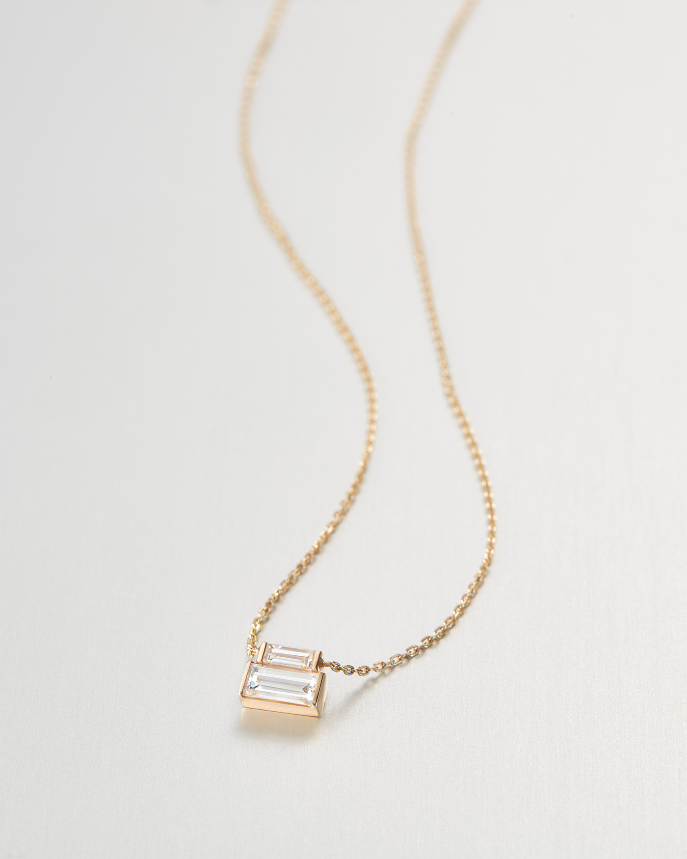 10K Gold Lab Grown Diamond Stacked Baguette Necklace - 0.30 CTW