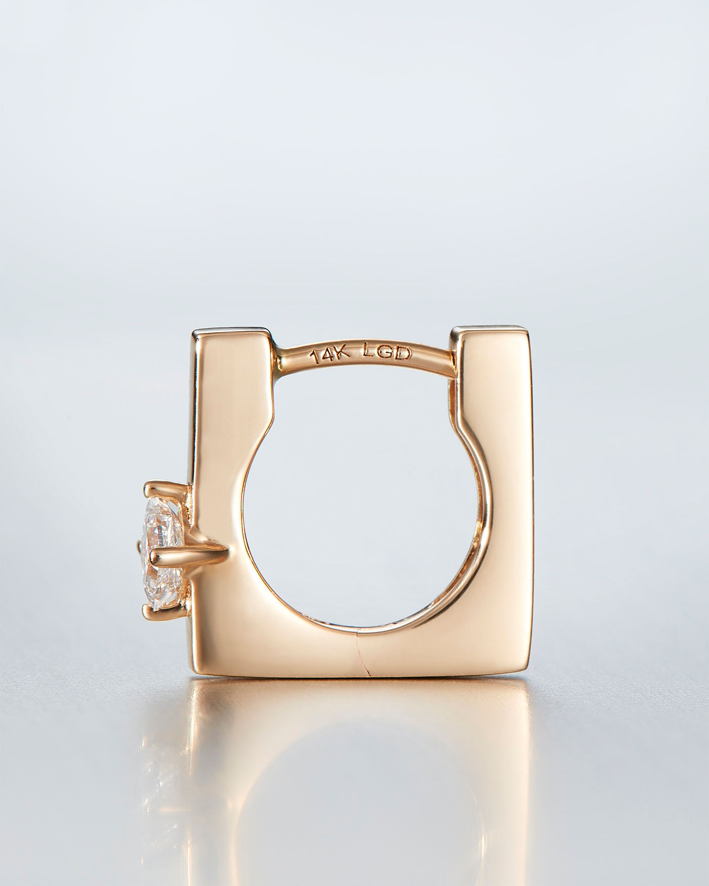 14K Gold Lab Grown Diamond Huggie Earrings