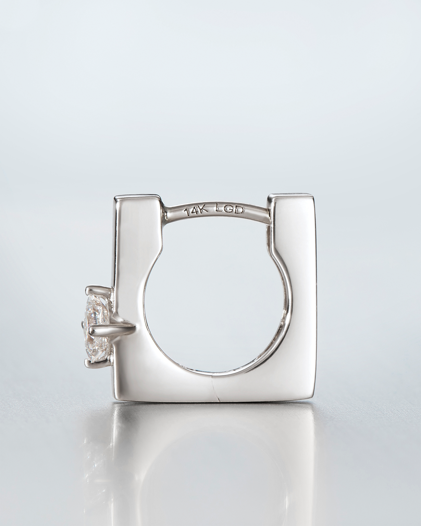 14K White Gold Lab Grown Diamond Huggie Earrings