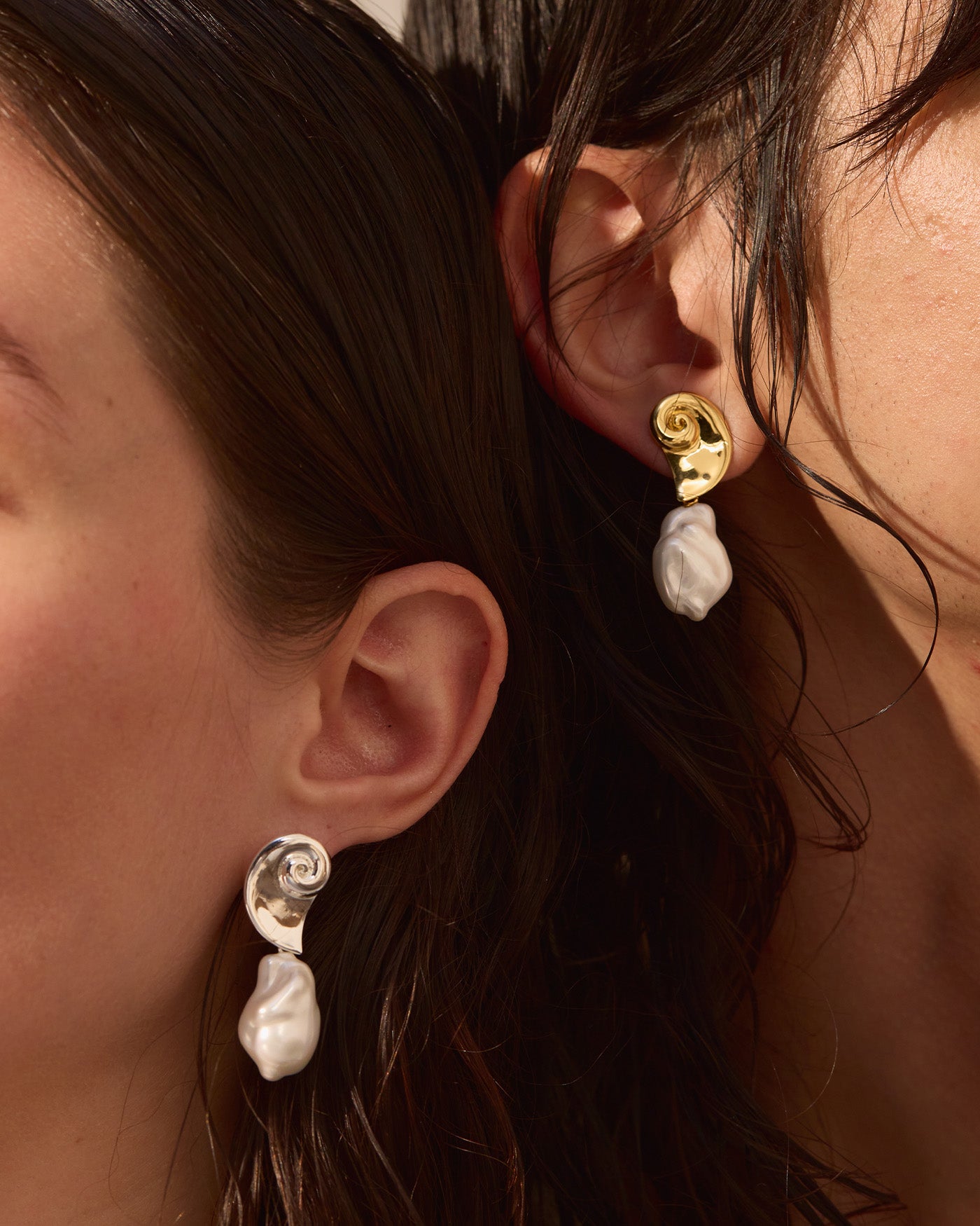 Jenny Bird Canada Gold, Shell and Pearl Petra Earrings for Women