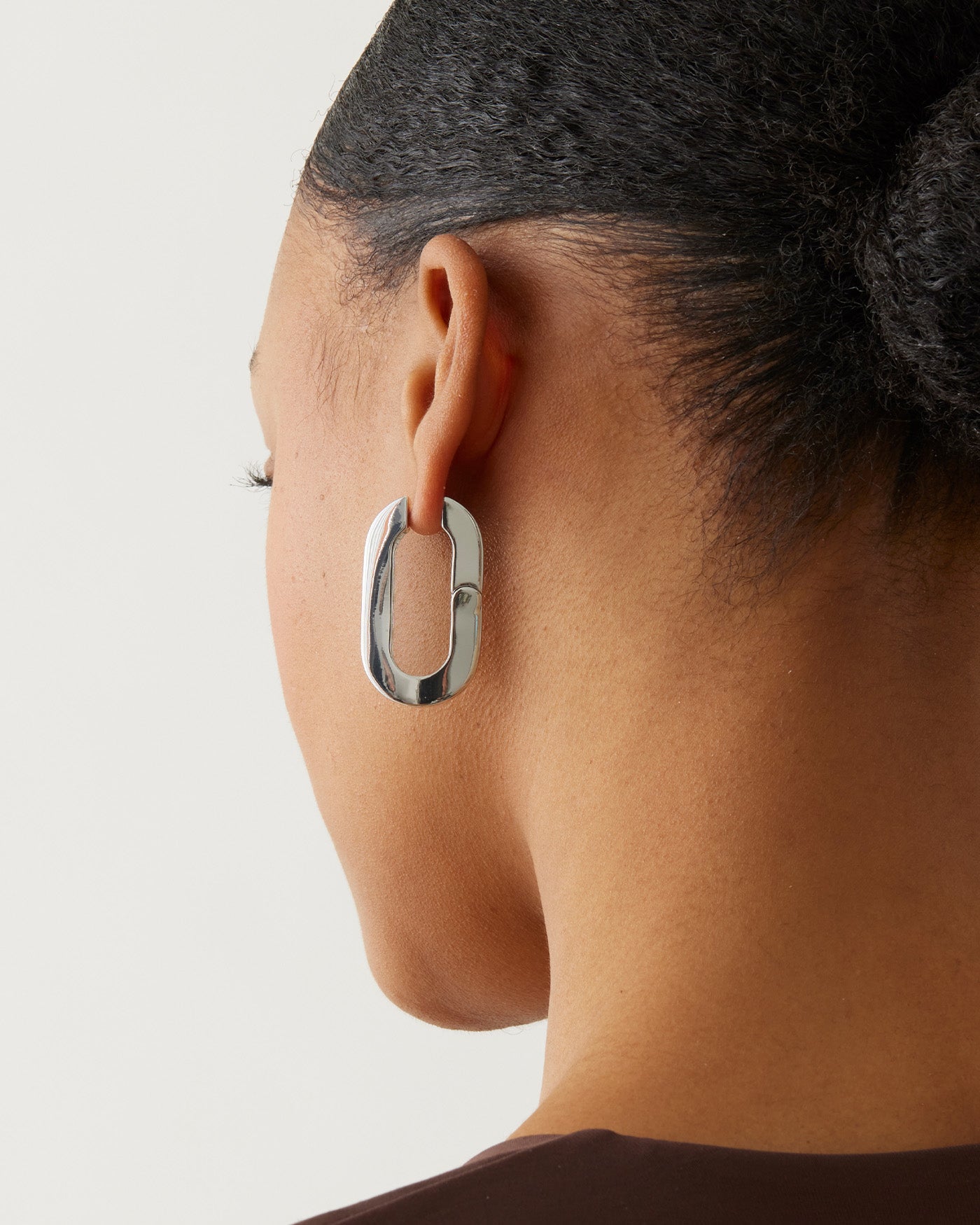 Jenny Bird Canada Mega U-Link Hinged Silver Waterproof Hoop Earrings For Women