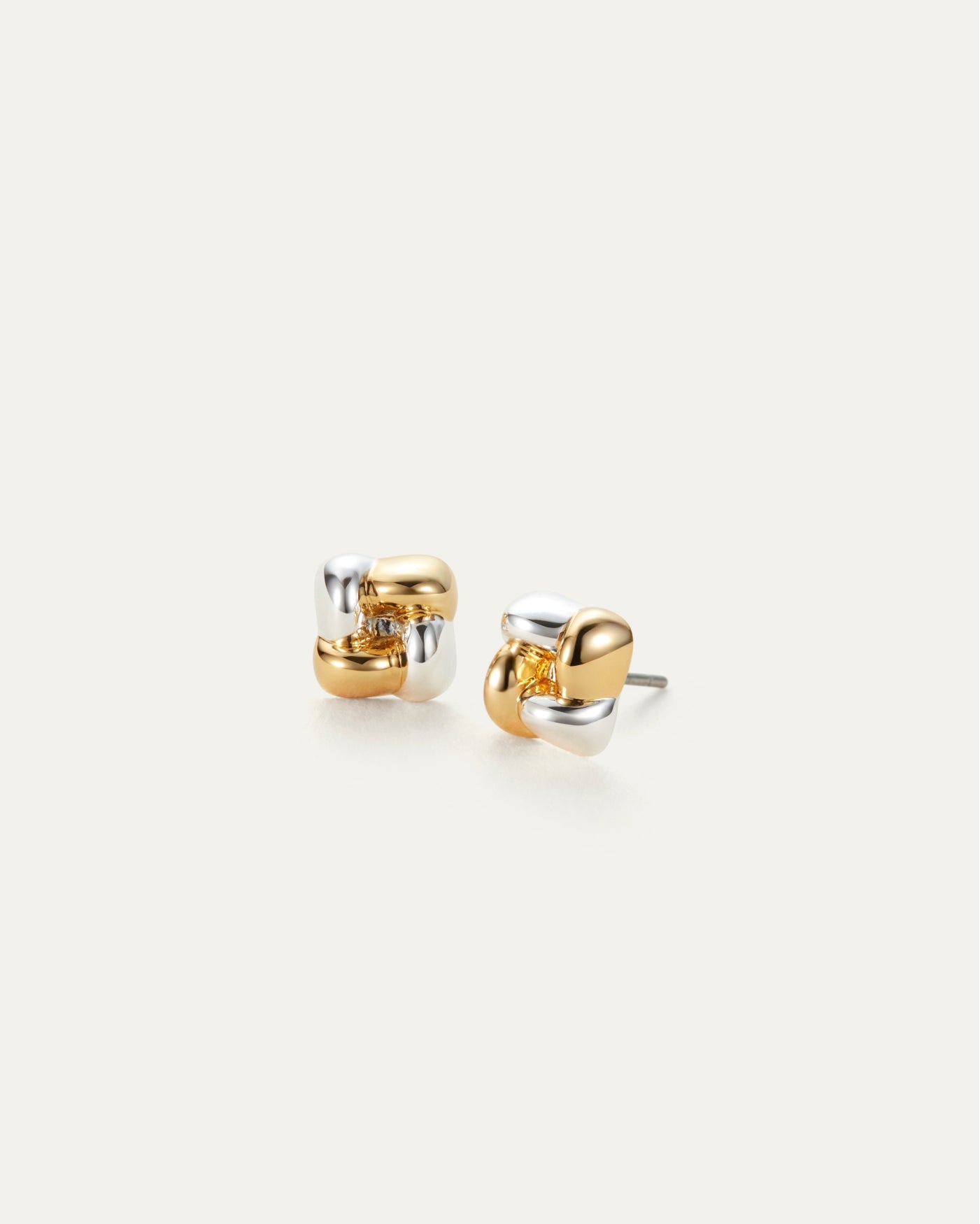 Mini Woven Square Earrings | Gold and Silver Mini Button Earrings