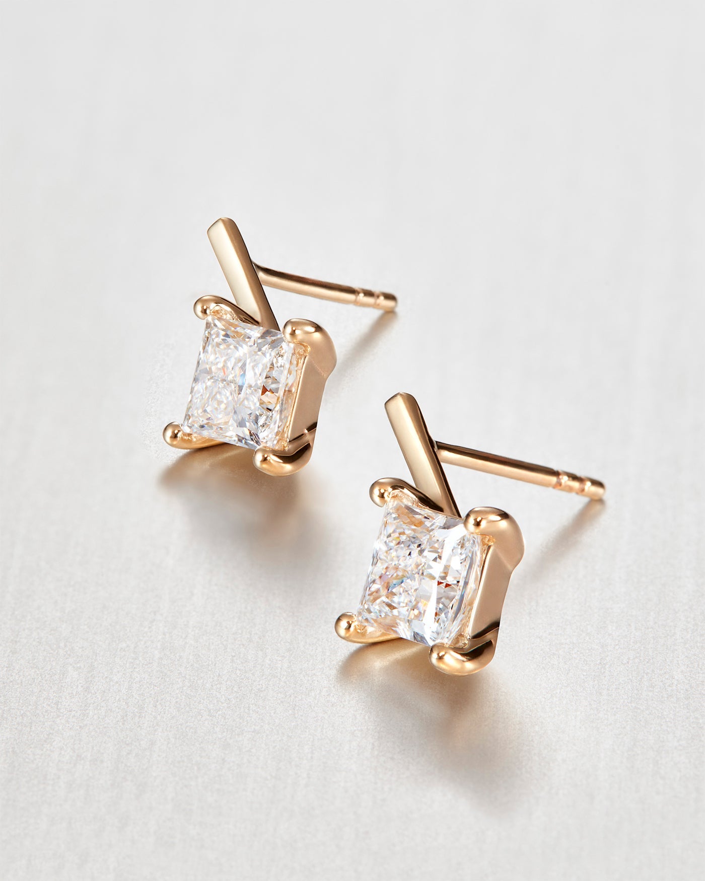 14K Princess Cut Diamond Drop Earrings