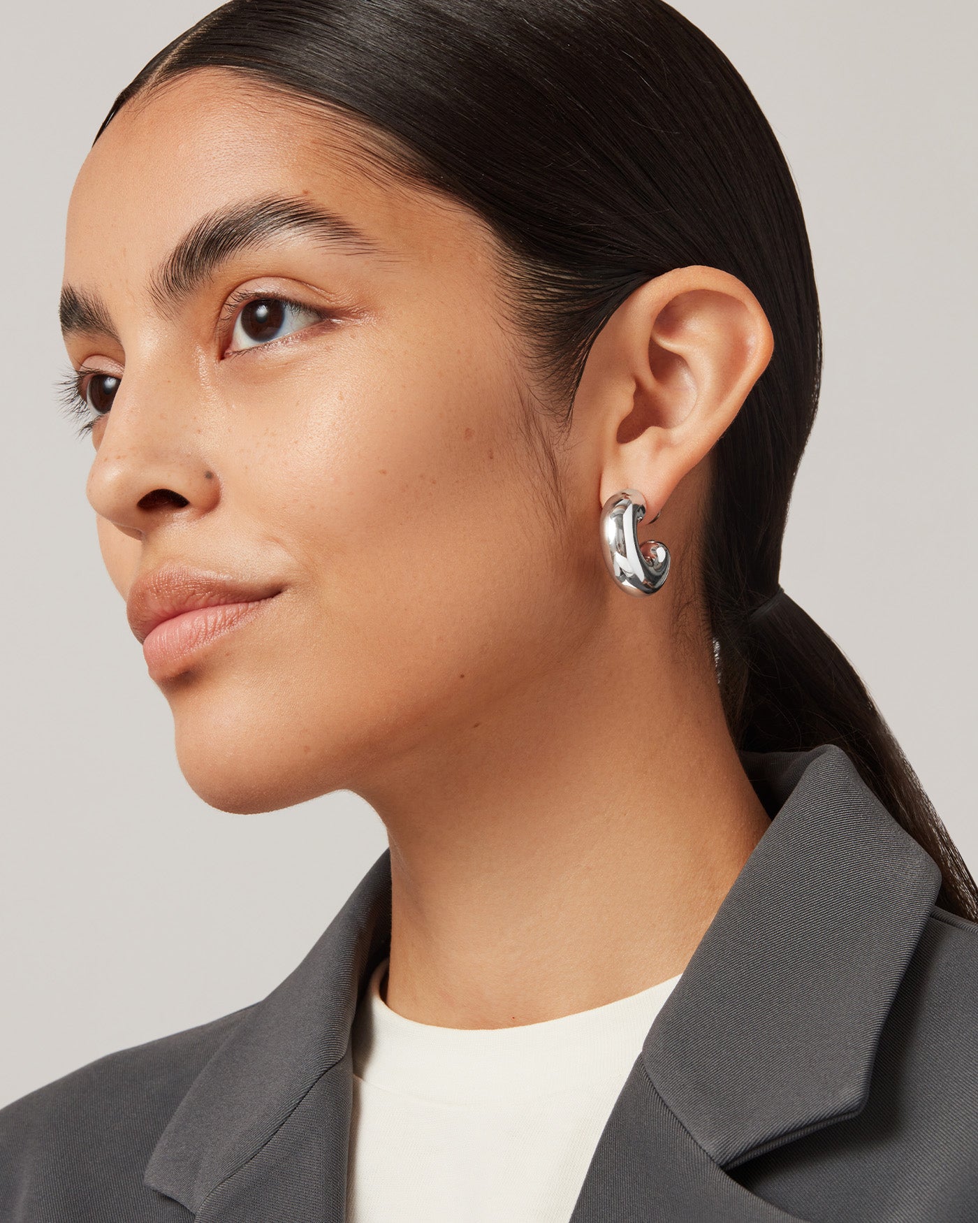 Jenny Bird Canada Tome Large Silver Hoop Earrings for Women