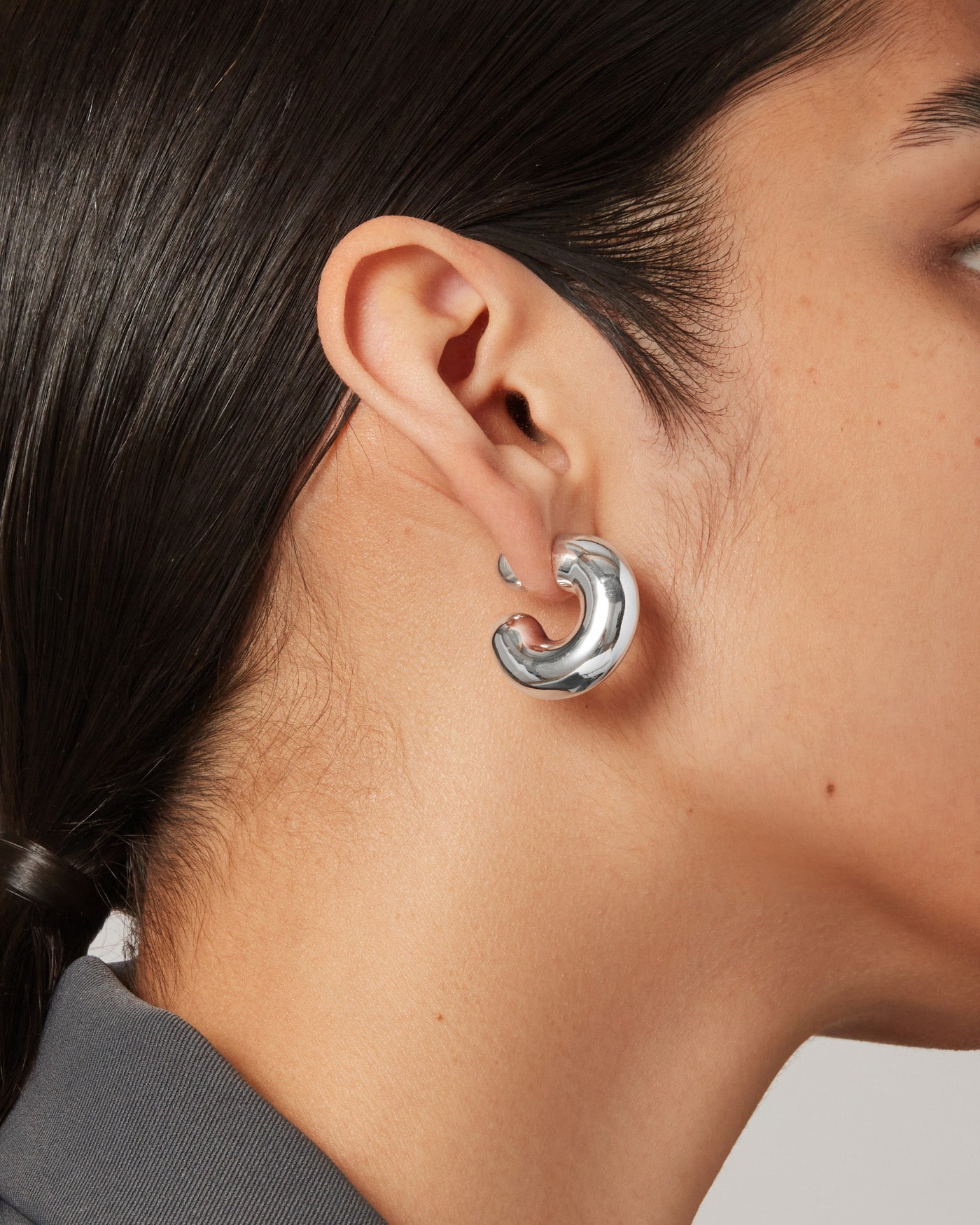 Jenny Bird Canada Tome Large Silver Hoop Earrings for Women