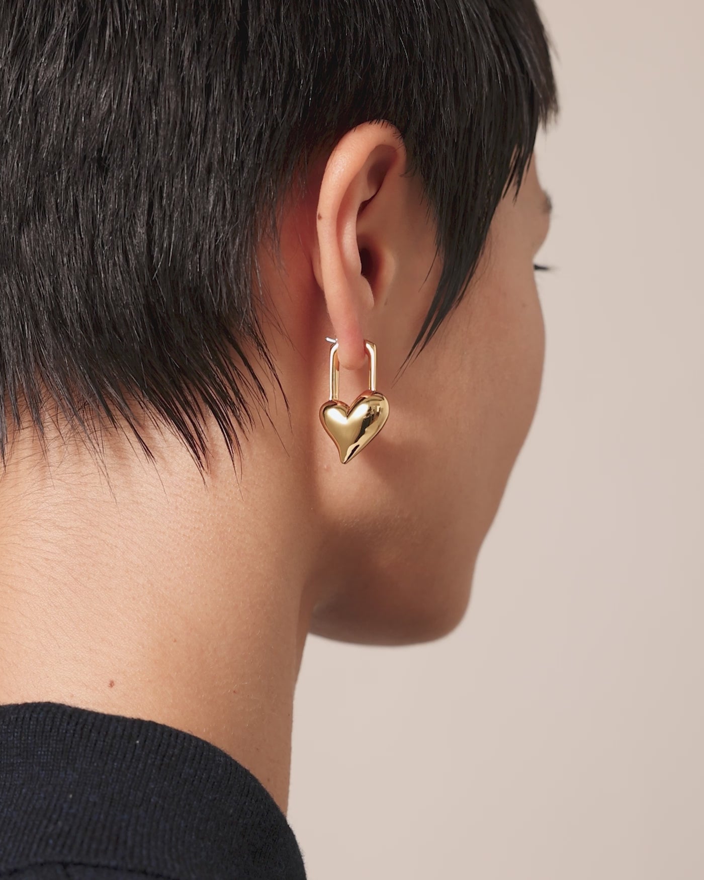Jenny Bird Canada Gold Drop Hinged Padlock Heart Earrings for Women