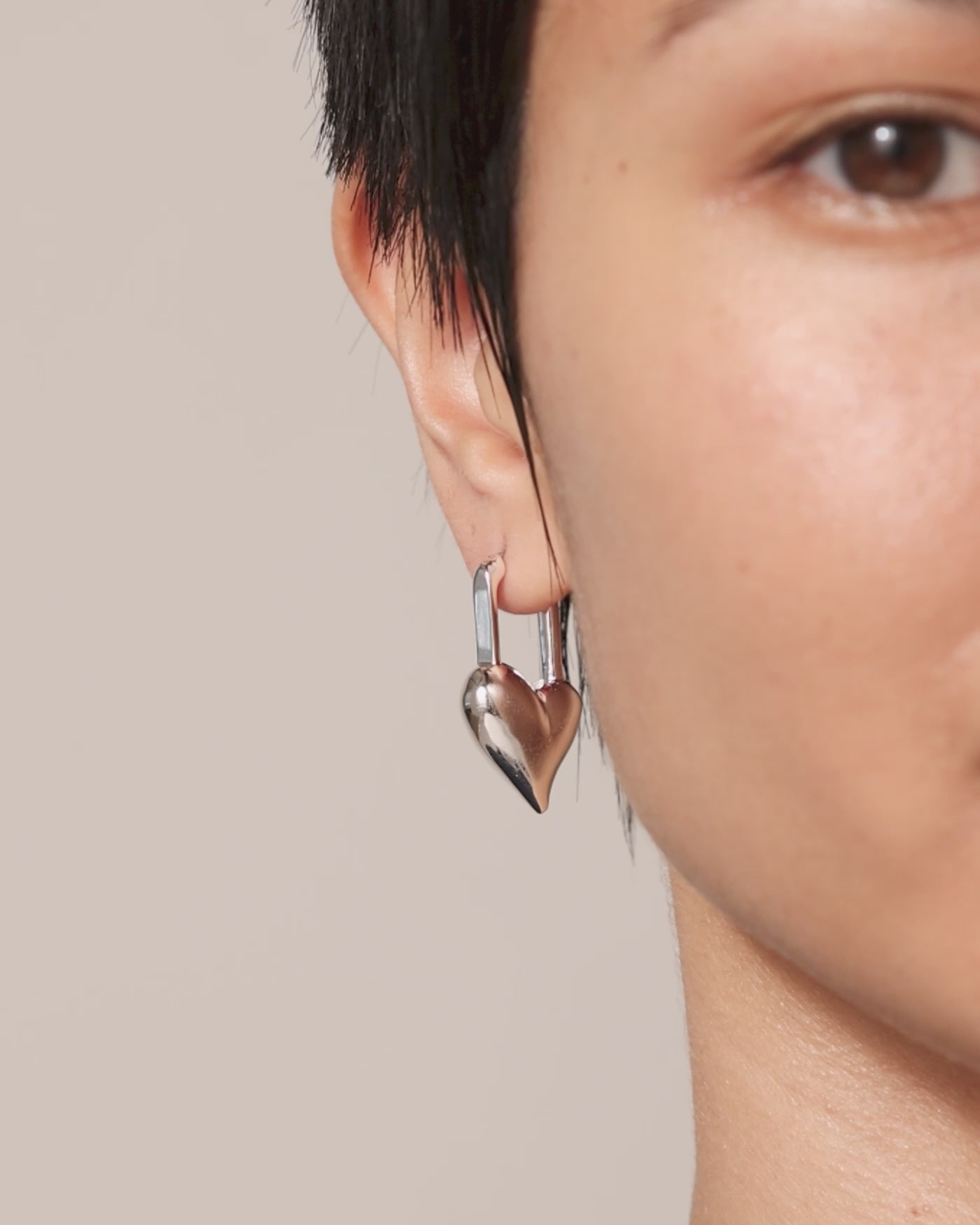 Jenny Bird Canada Silver Drop Hinged Padlock Heart Earrings for Women