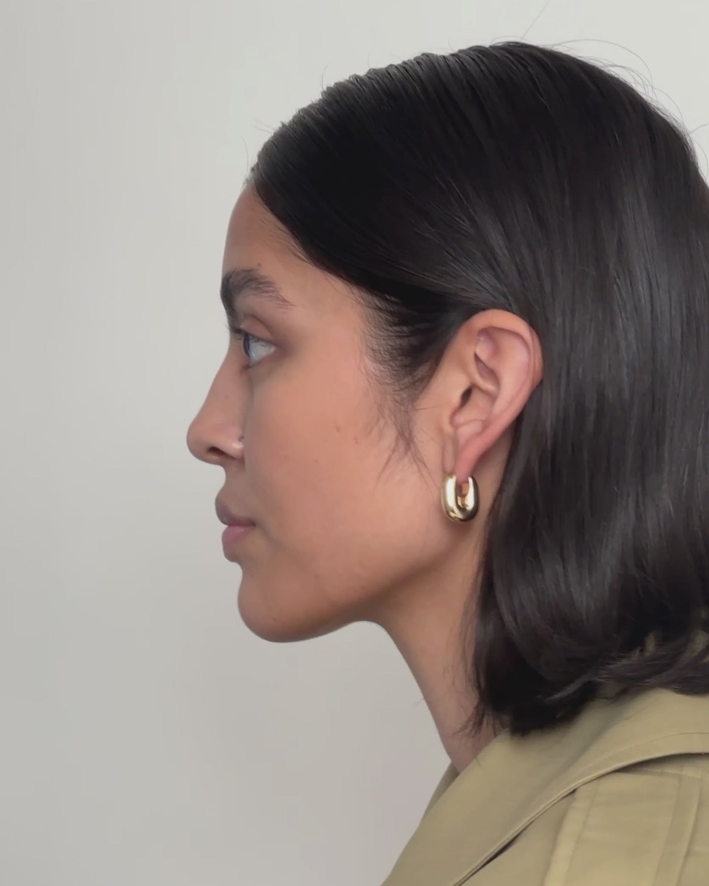 Jenny Bird Canada Puffy Gold U-Link Hinged Hoop Earrings for Women
