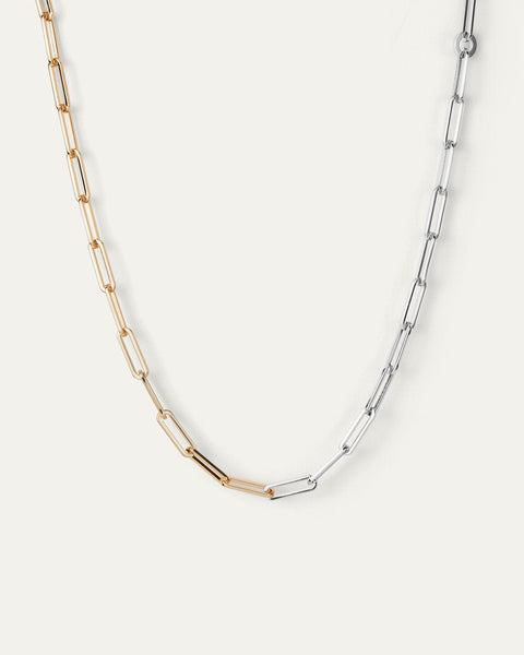 Andi Slim Chain | Two-Tone Paperclip Chain Necklace | JENNY