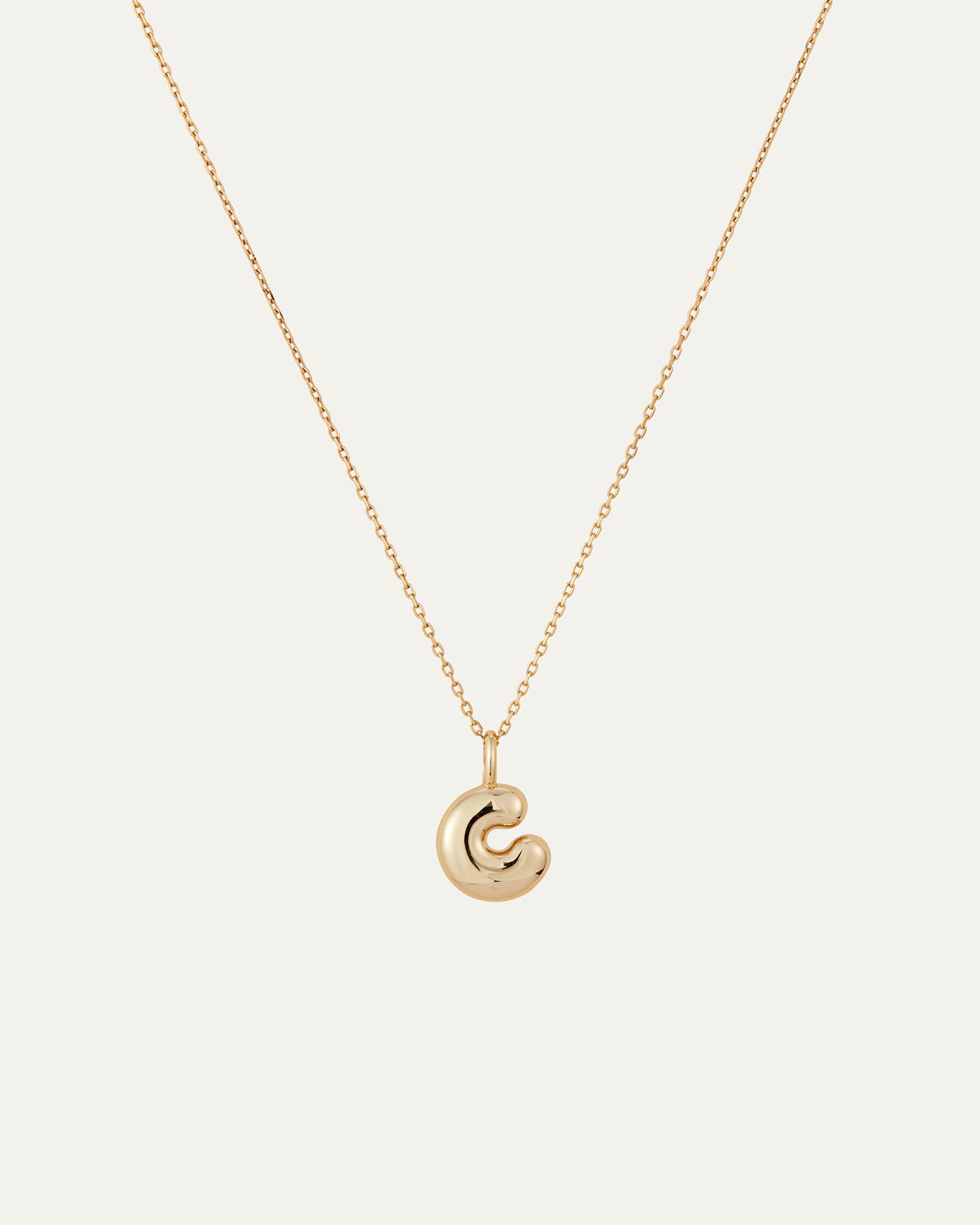 14K Gold Bubble Letter Necklace - C
