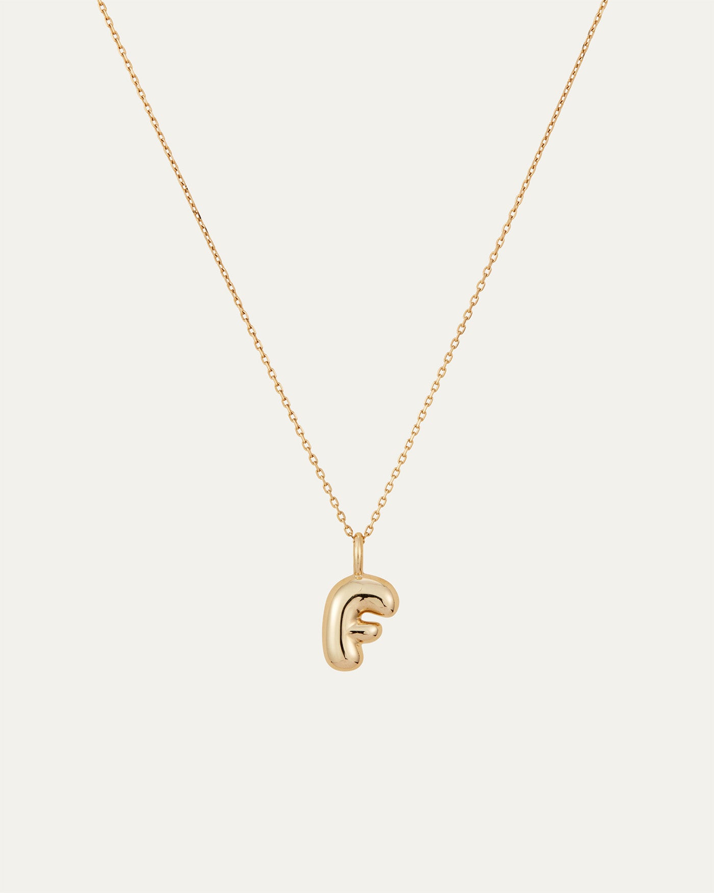 14K Gold Bubble Letter Necklace - F