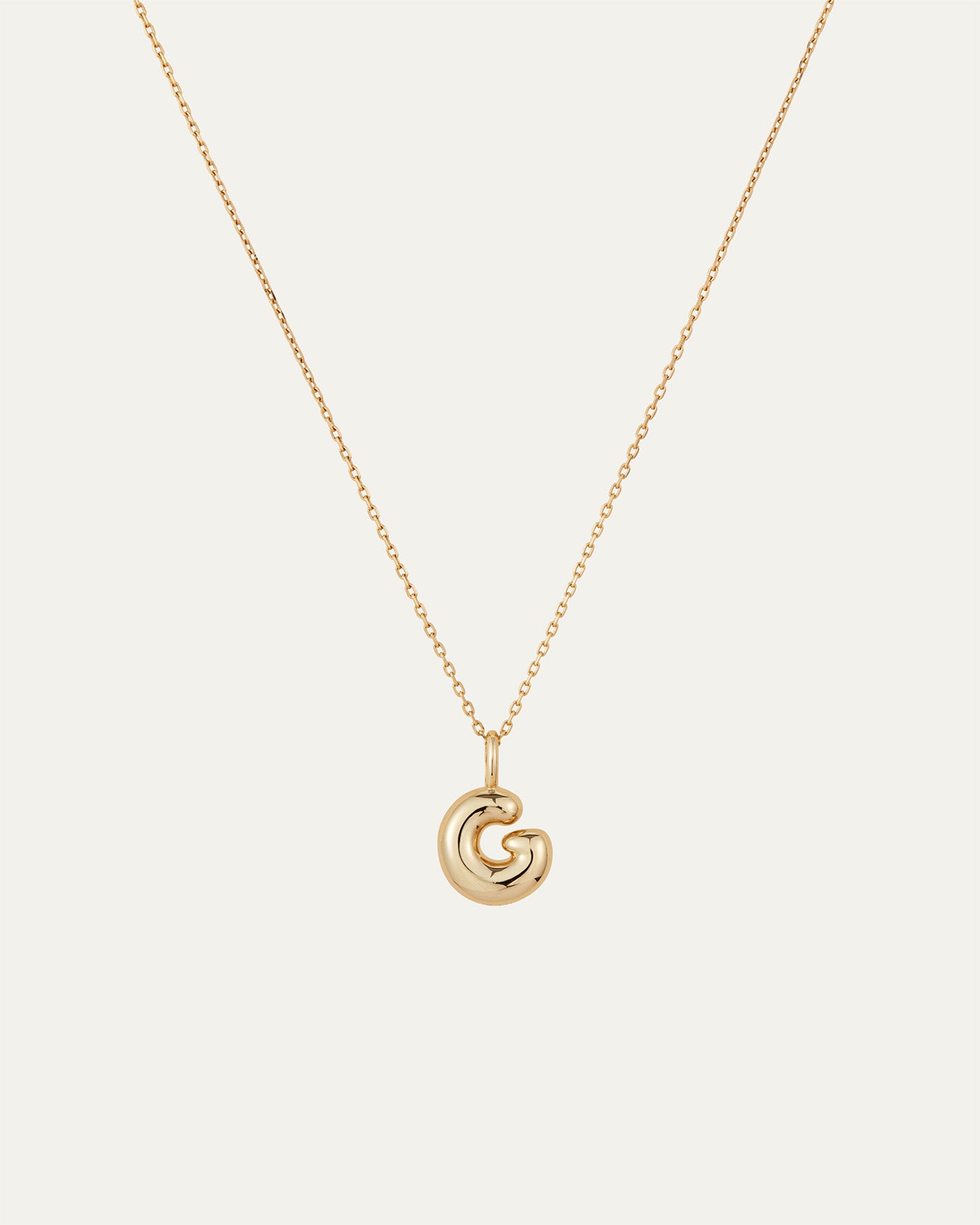 14K Gold Bubble Letter Necklace - G