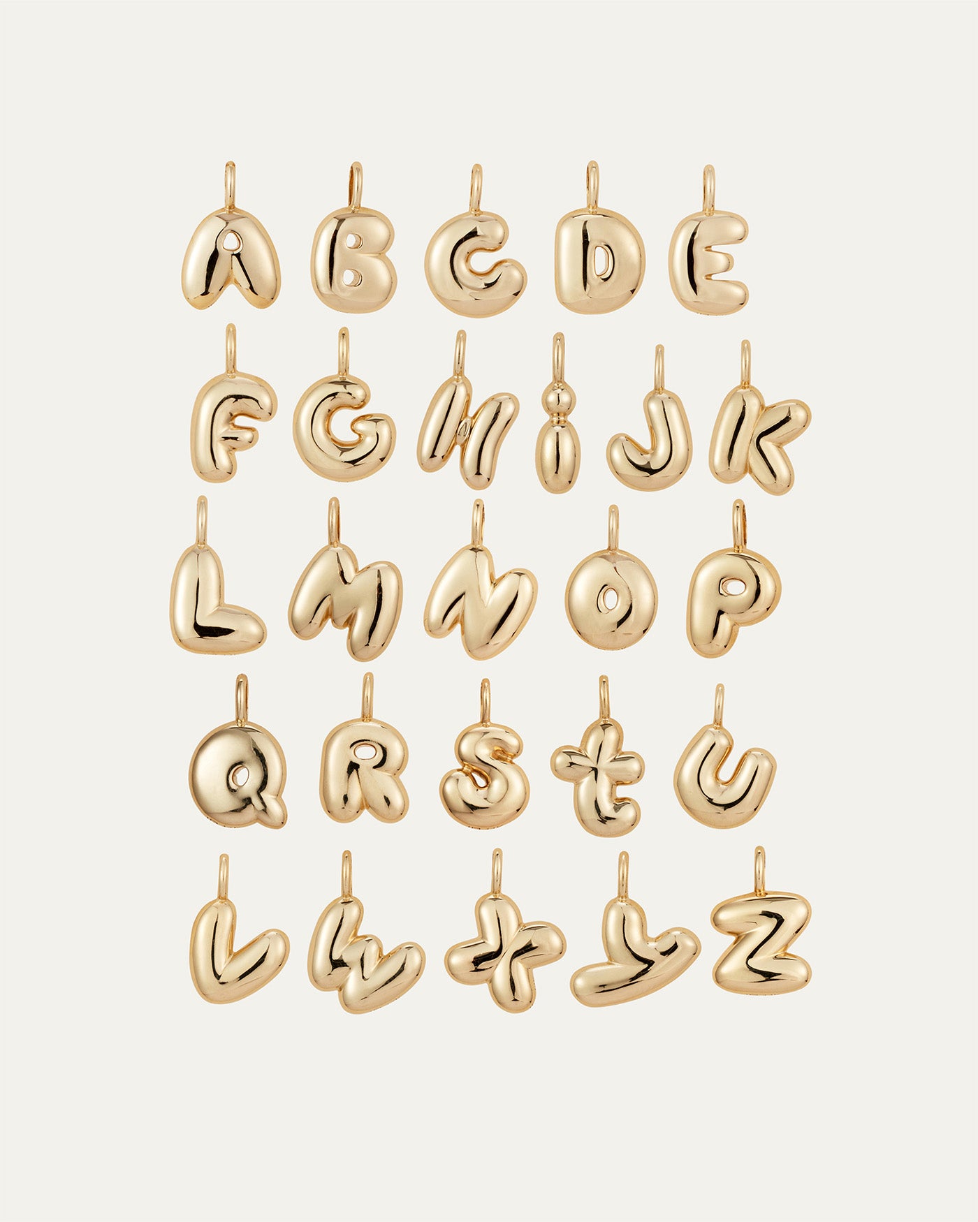 14K Gold Bubble Letter Necklace - I
