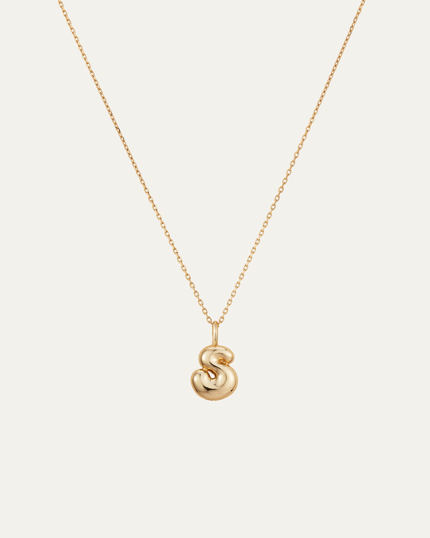 14K Gold Bubble Letter Necklace - S