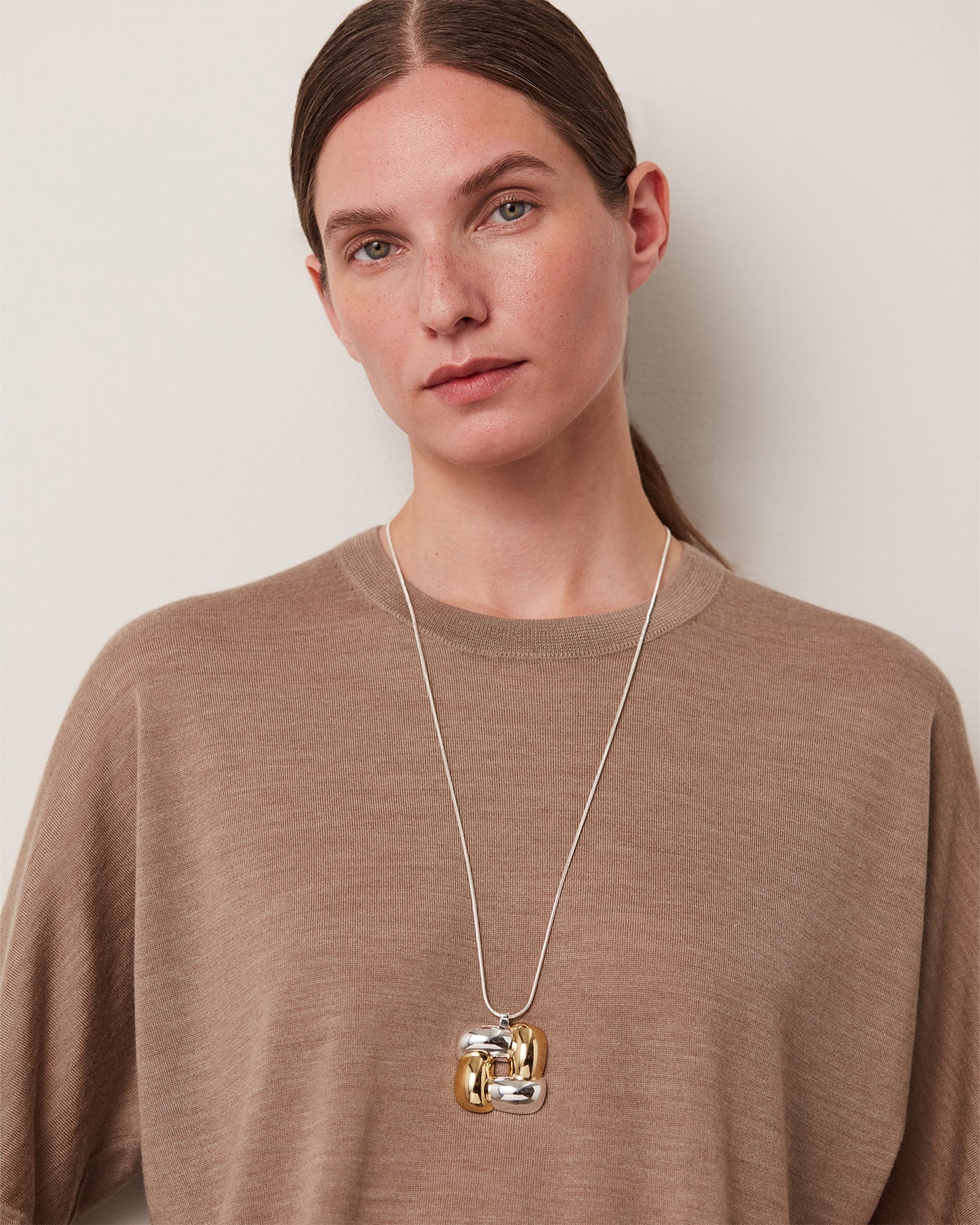 Woven Square Long Pendant Necklace