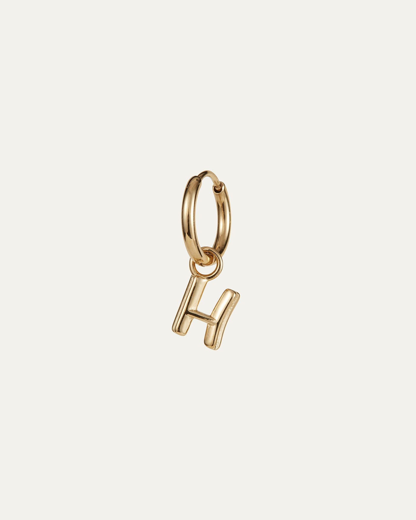 Single Monogram Huggie Earring - H