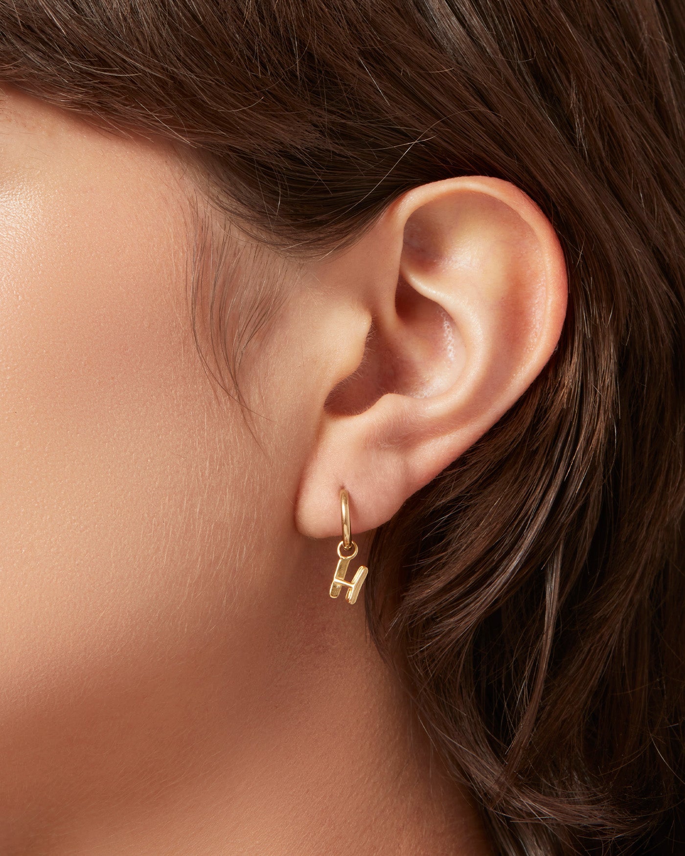 Single Monogram Huggie Earring - H