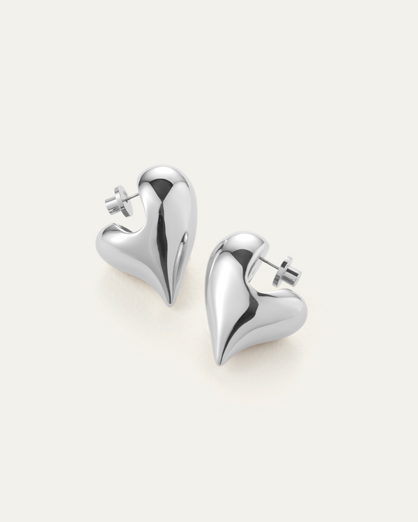 JENNY BIRD Art Heart Puff ハートピアス シルバーカラー JB3426_ArtHeartPuffEarrings_HP