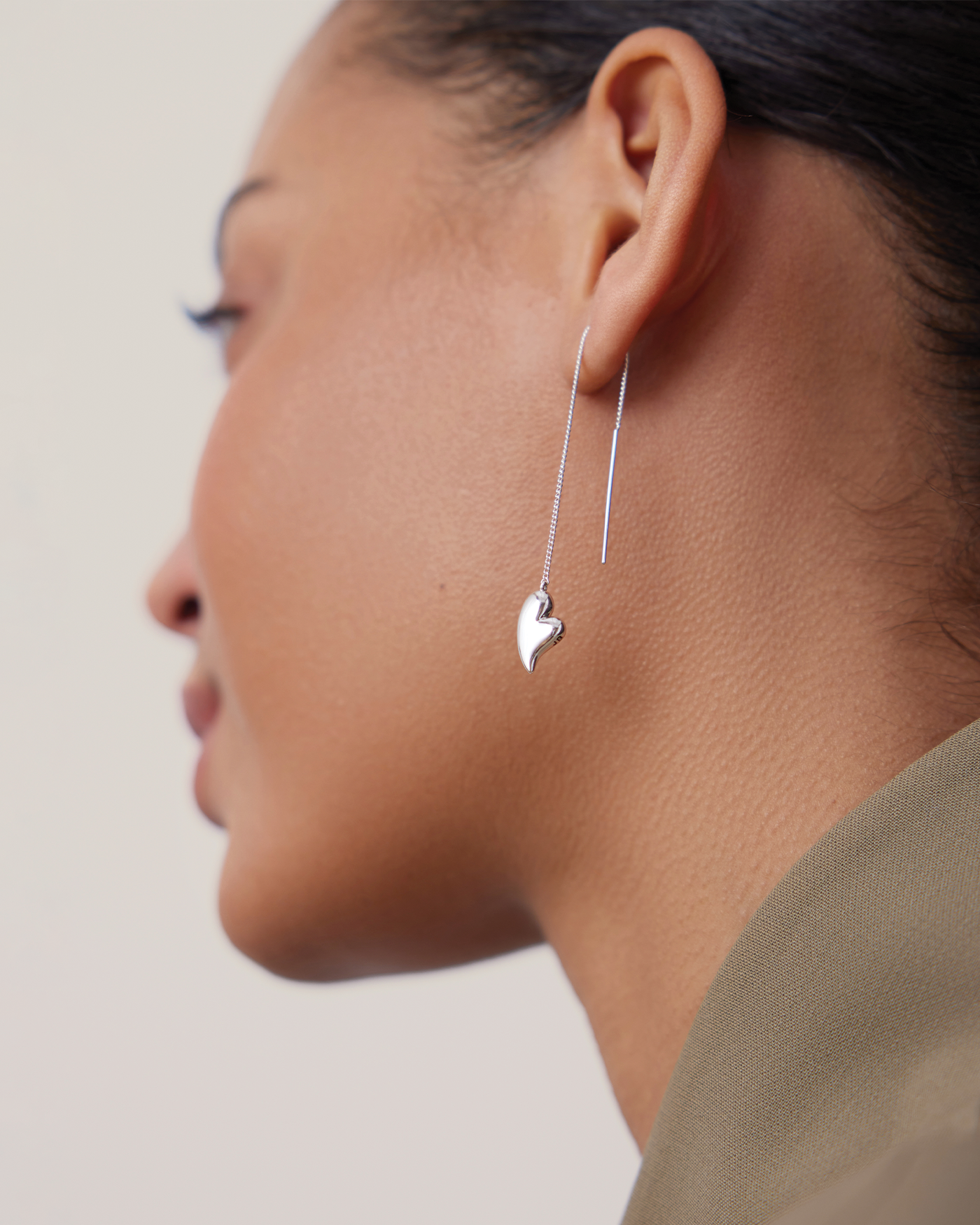 Puffy Heart Threader Earrings