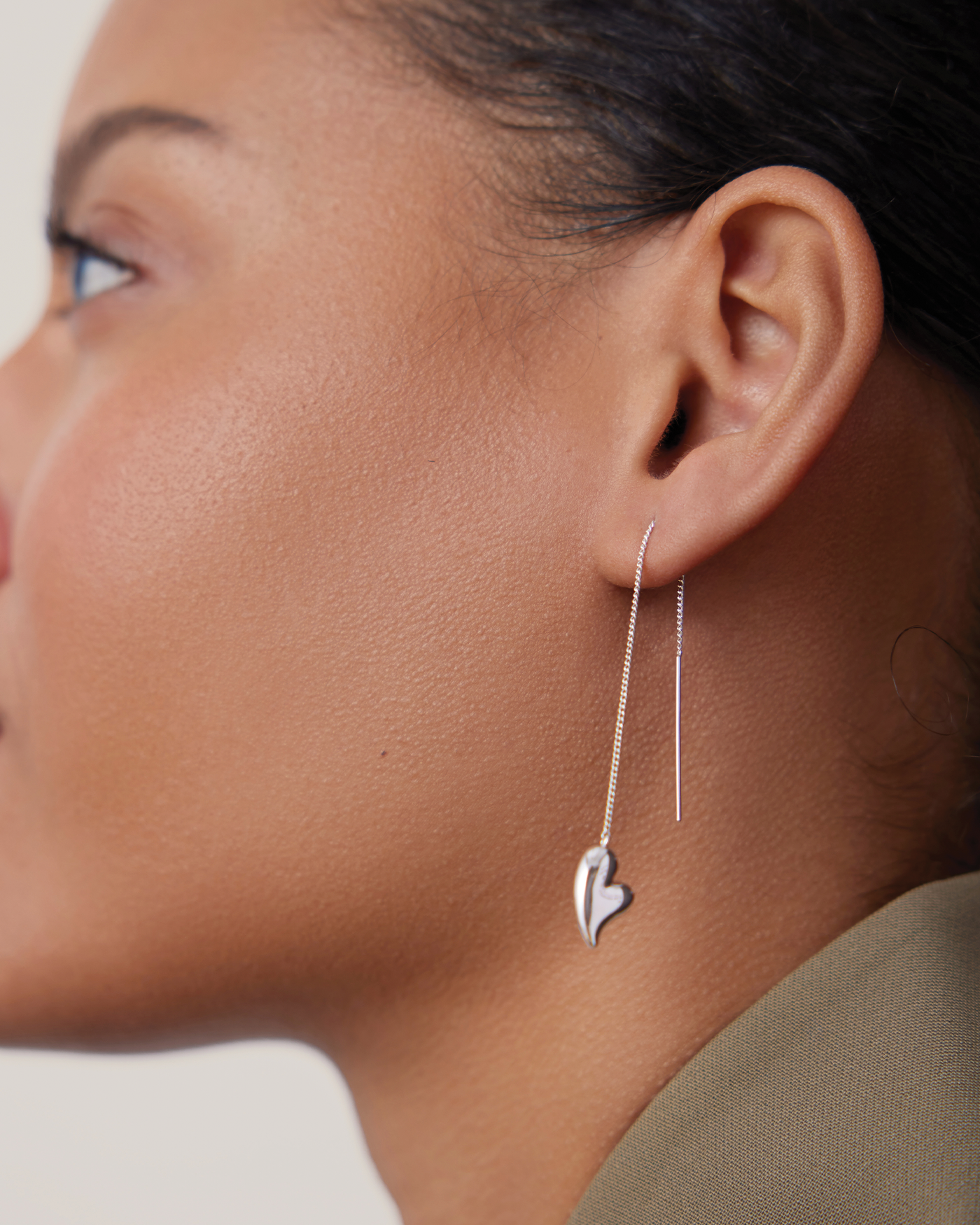 Puffy Heart Threader Earrings