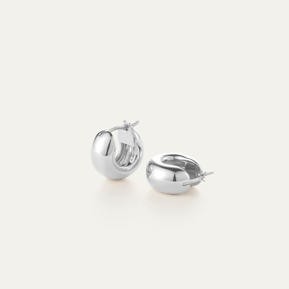 Mini Tome Hoops Silver | Thick Huggie Earrings | JENNY BIRD