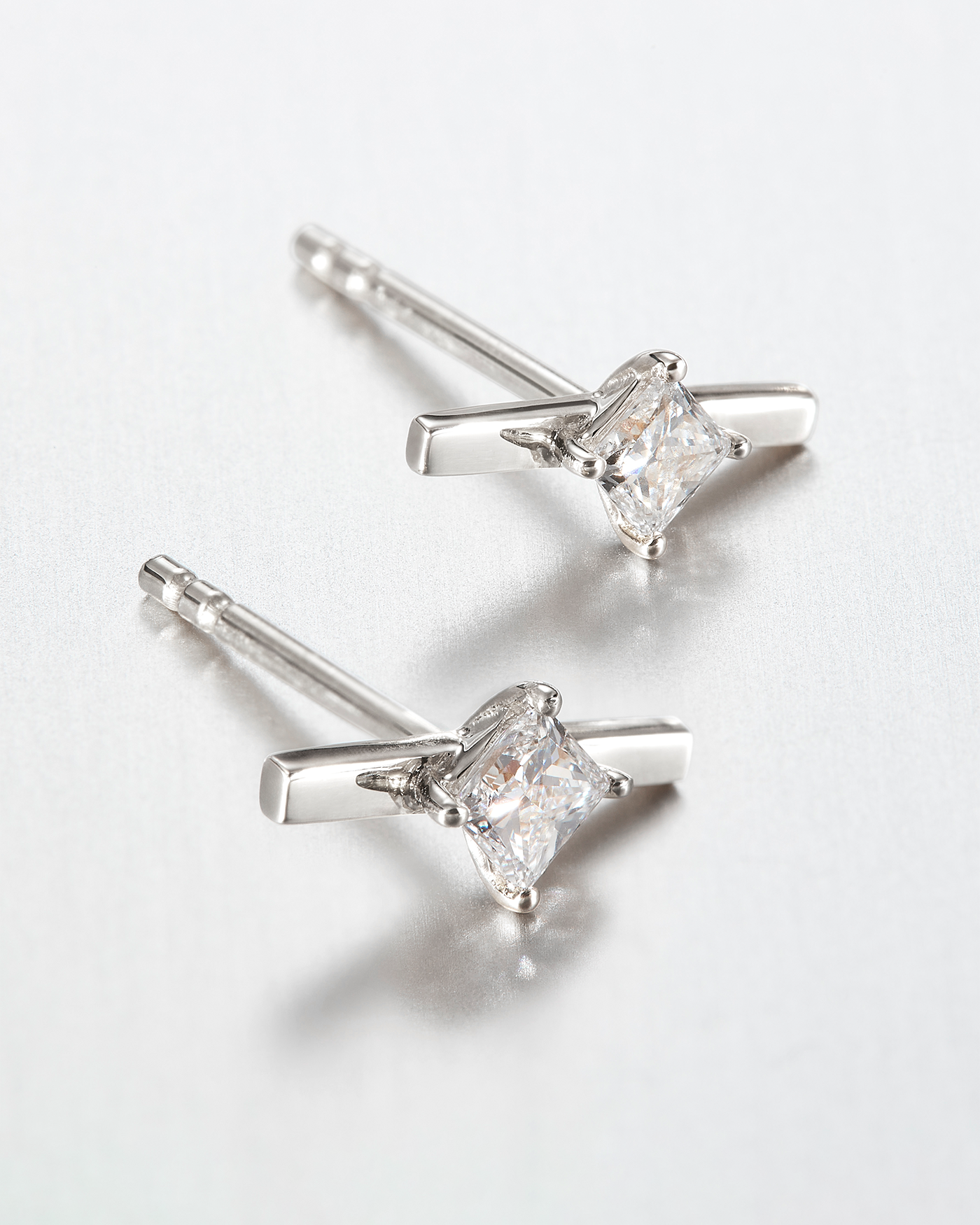 10K White Gold Lab Grown Diamond Bar Stud Earrings - 0.22 CTW