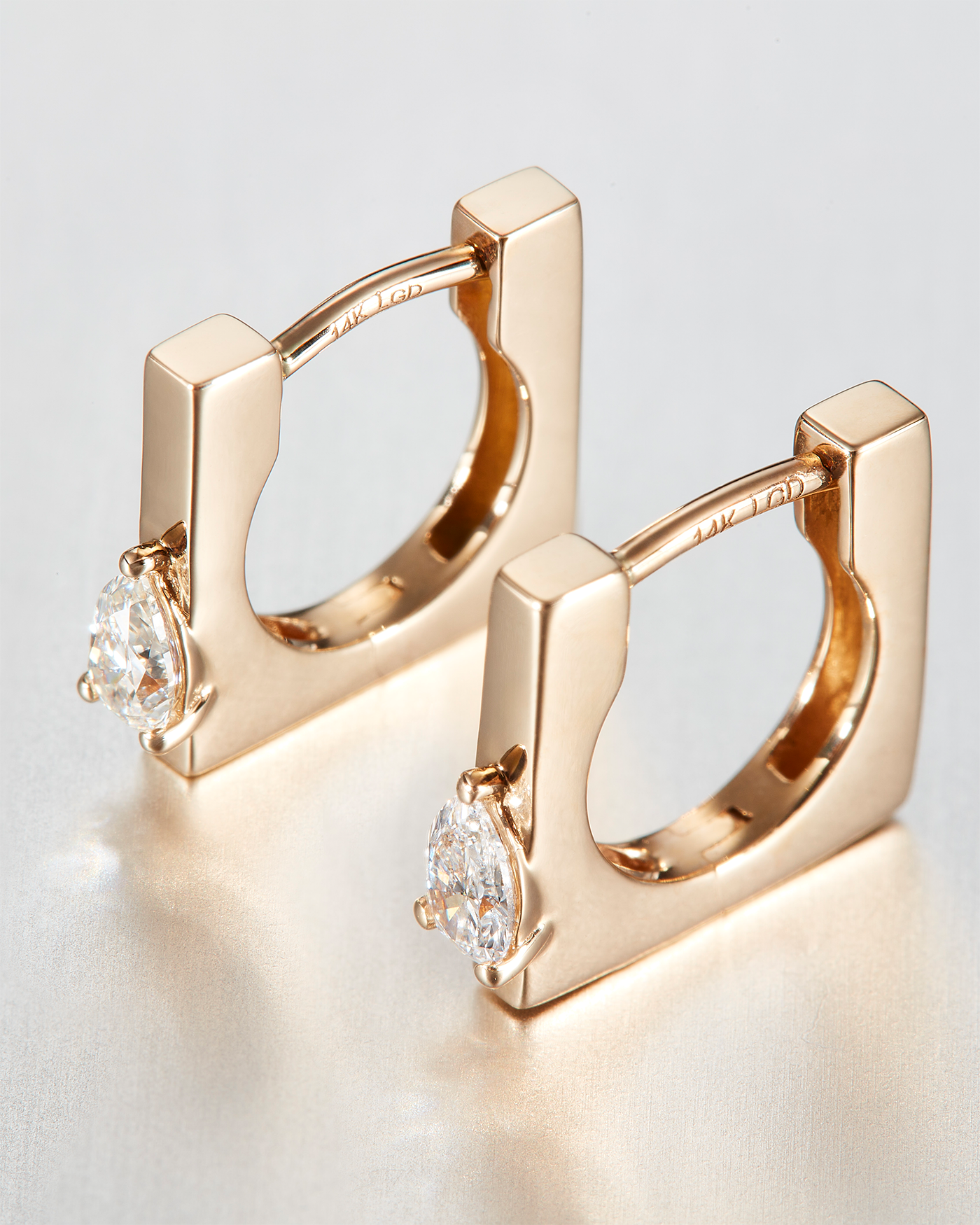 14K Gold Lab Grown Diamond Huggie Earrings