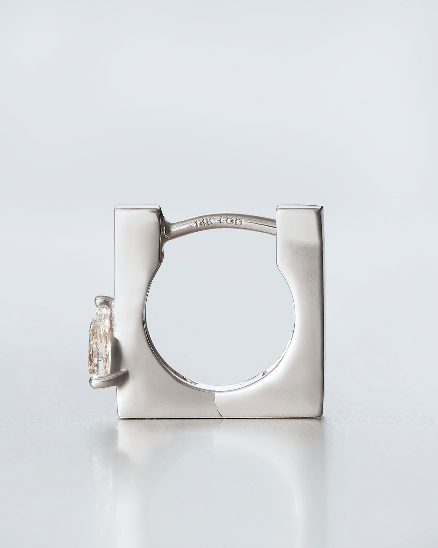 14K White Gold Lab Grown Diamond Huggie Earrings