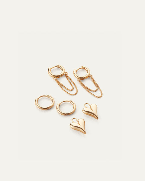 JENNY BIRD  PUFFY HERAT & CHERRY HOOP ピアス PLAY KIT Puffy Heart and Cherry Huggie Earrings with Charms | JENNY BIRD