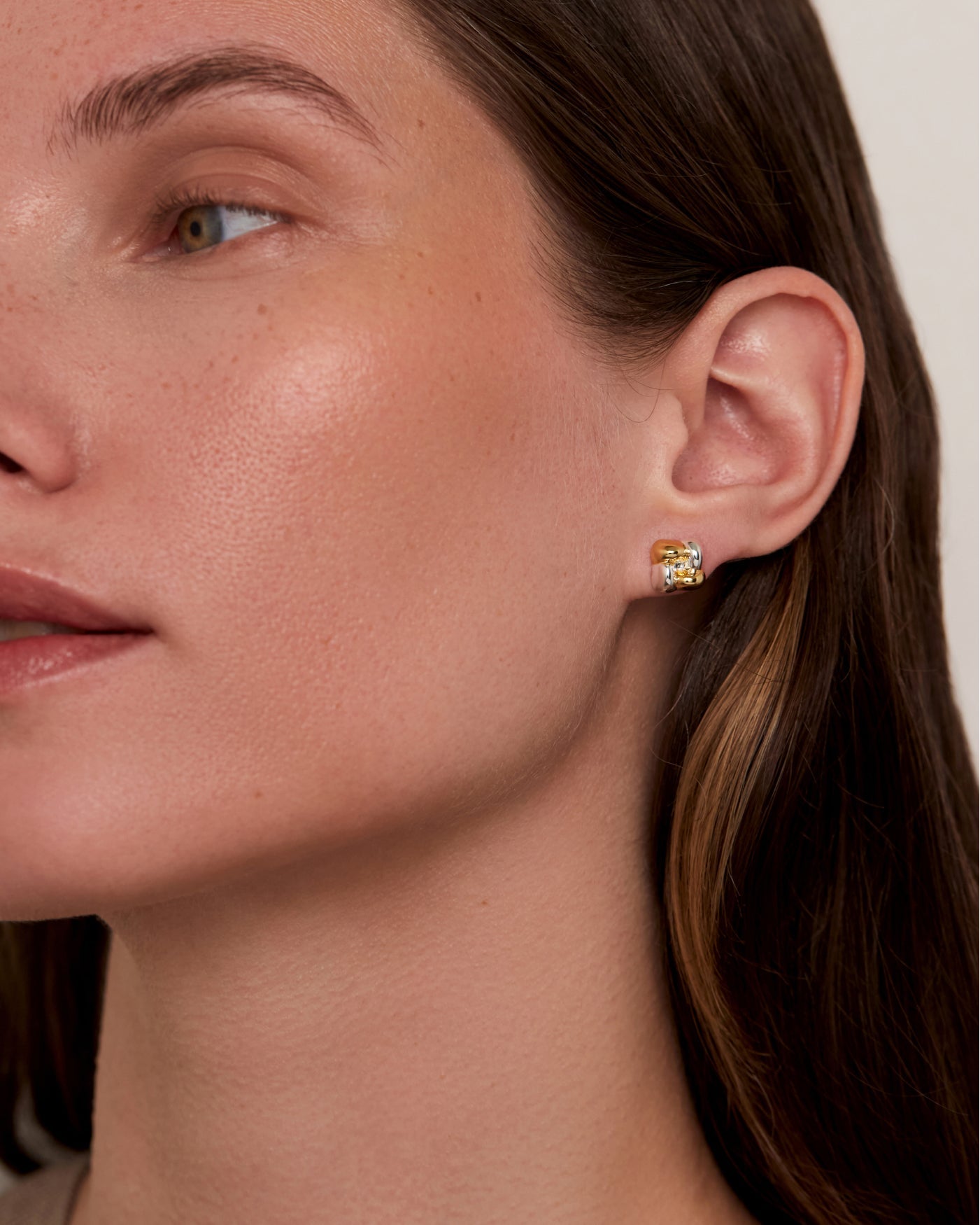Mini Woven Square Earrings | Gold and Silver Mini Button Earrings