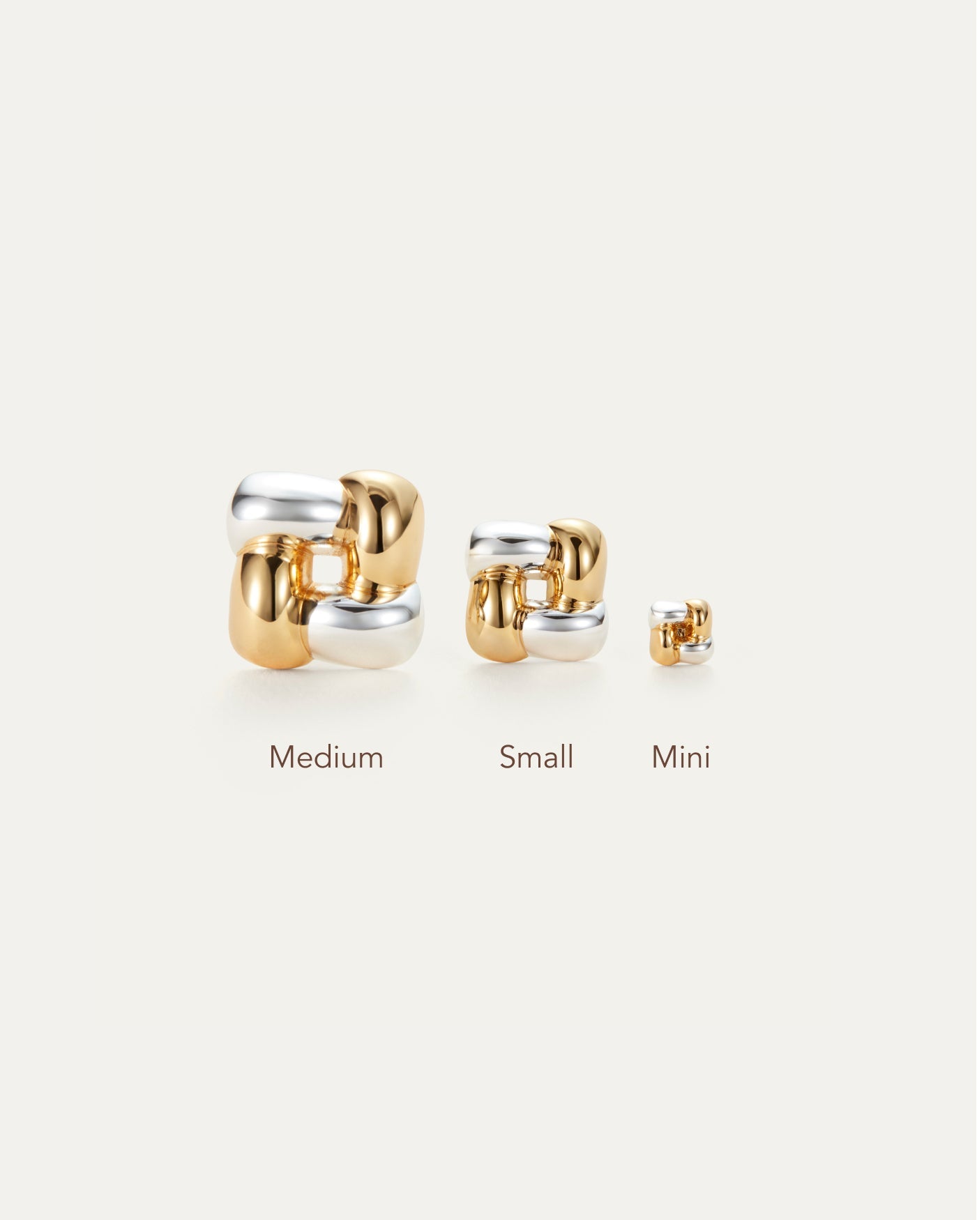 Mini Woven Square Earrings | Gold and Silver Mini Button Earrings